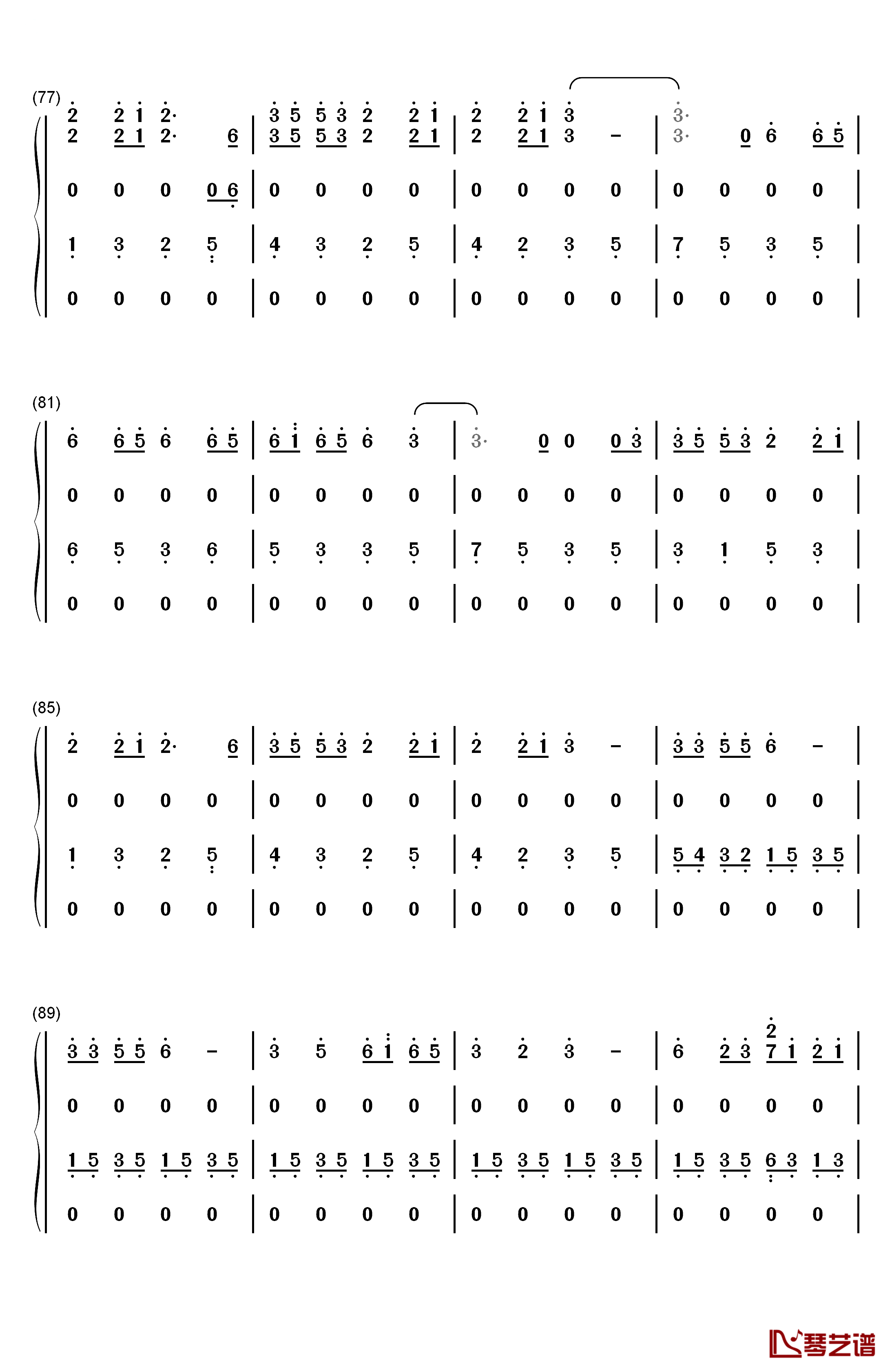 菠萝菠萝蜜钢琴简谱-数字双手-谢娜6