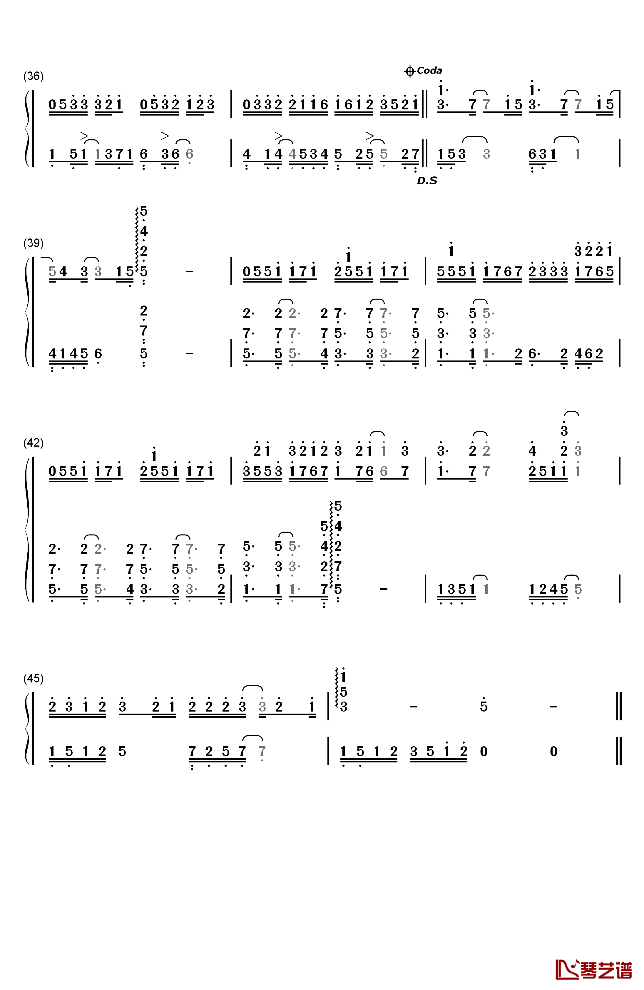 屋顶钢琴简谱-数字双手-周杰伦4