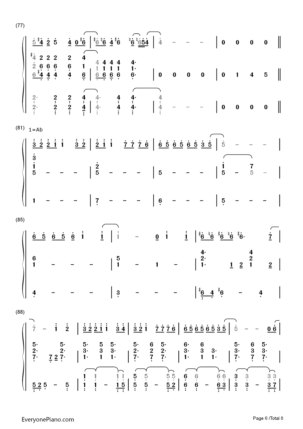 继续 钢琴简谱-数字双手-刘若英  Angela Aki6