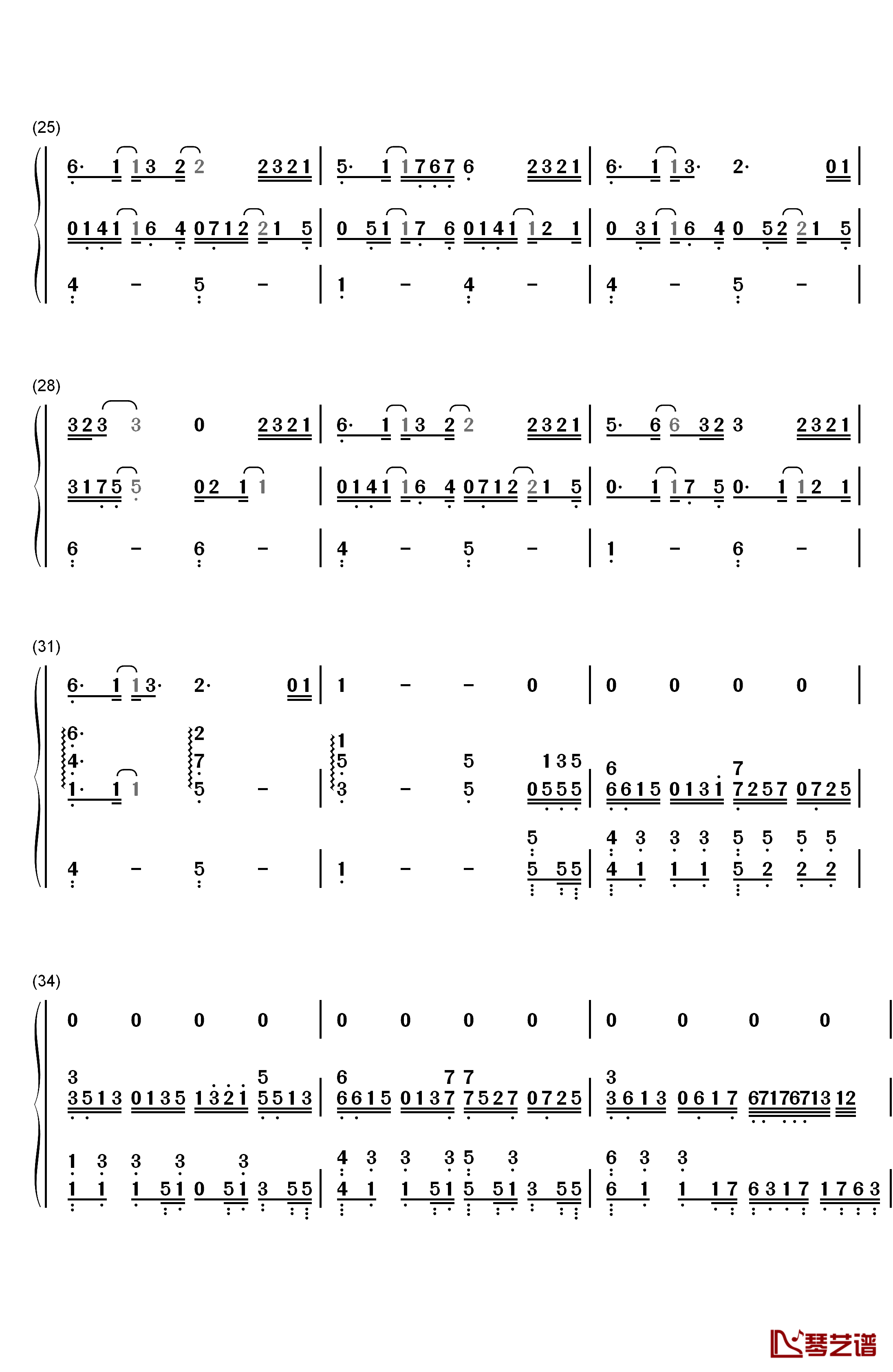 在人间钢琴简谱-数字双手-王建房3