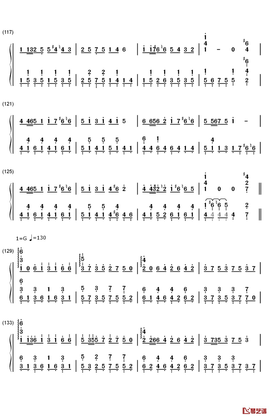 第三套全国中学生广播体操钢琴简谱-数字双手-未知7