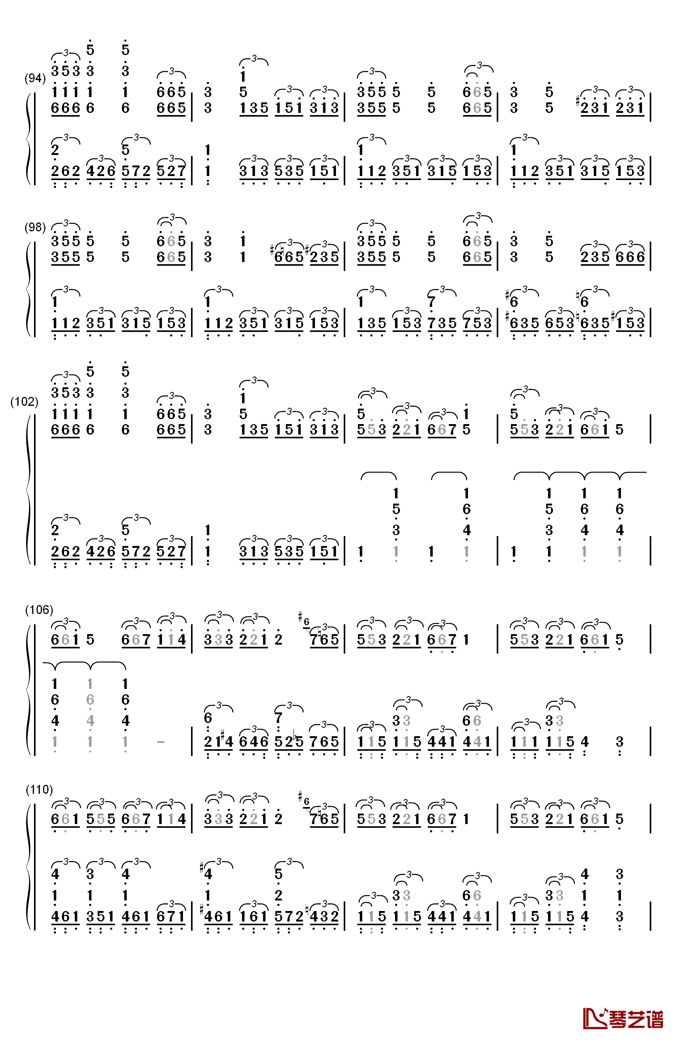 宾克斯的美酒钢琴简谱-数字双手-田中公平6