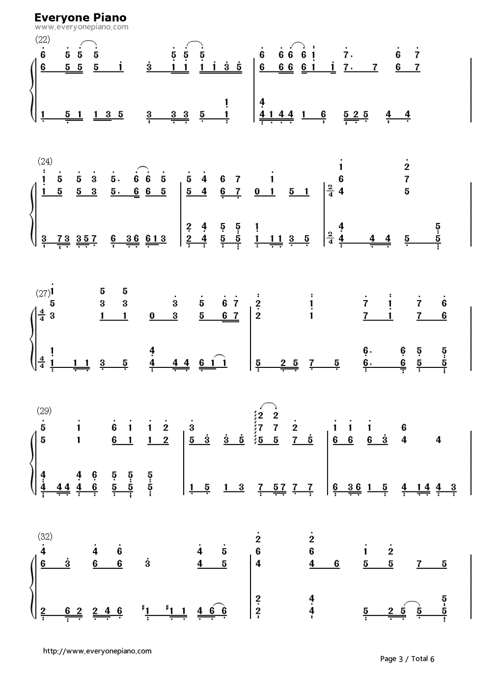 下一站天后钢琴简谱-数字双手-Twins3