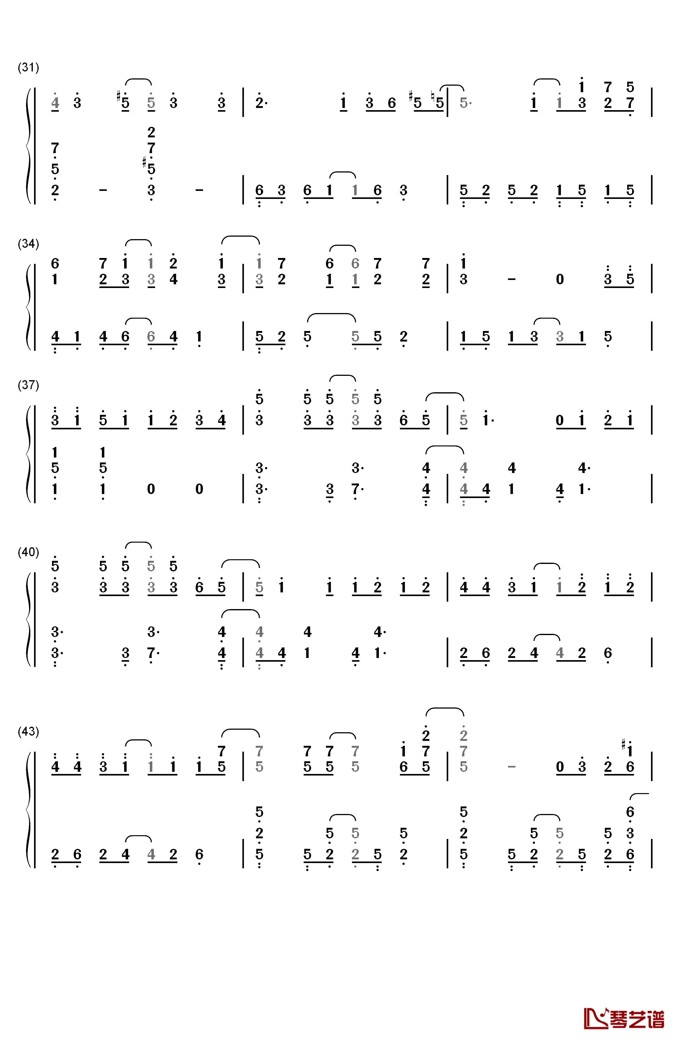 闪亮闪亮钢琴简谱-数字双手-梶裕贵3