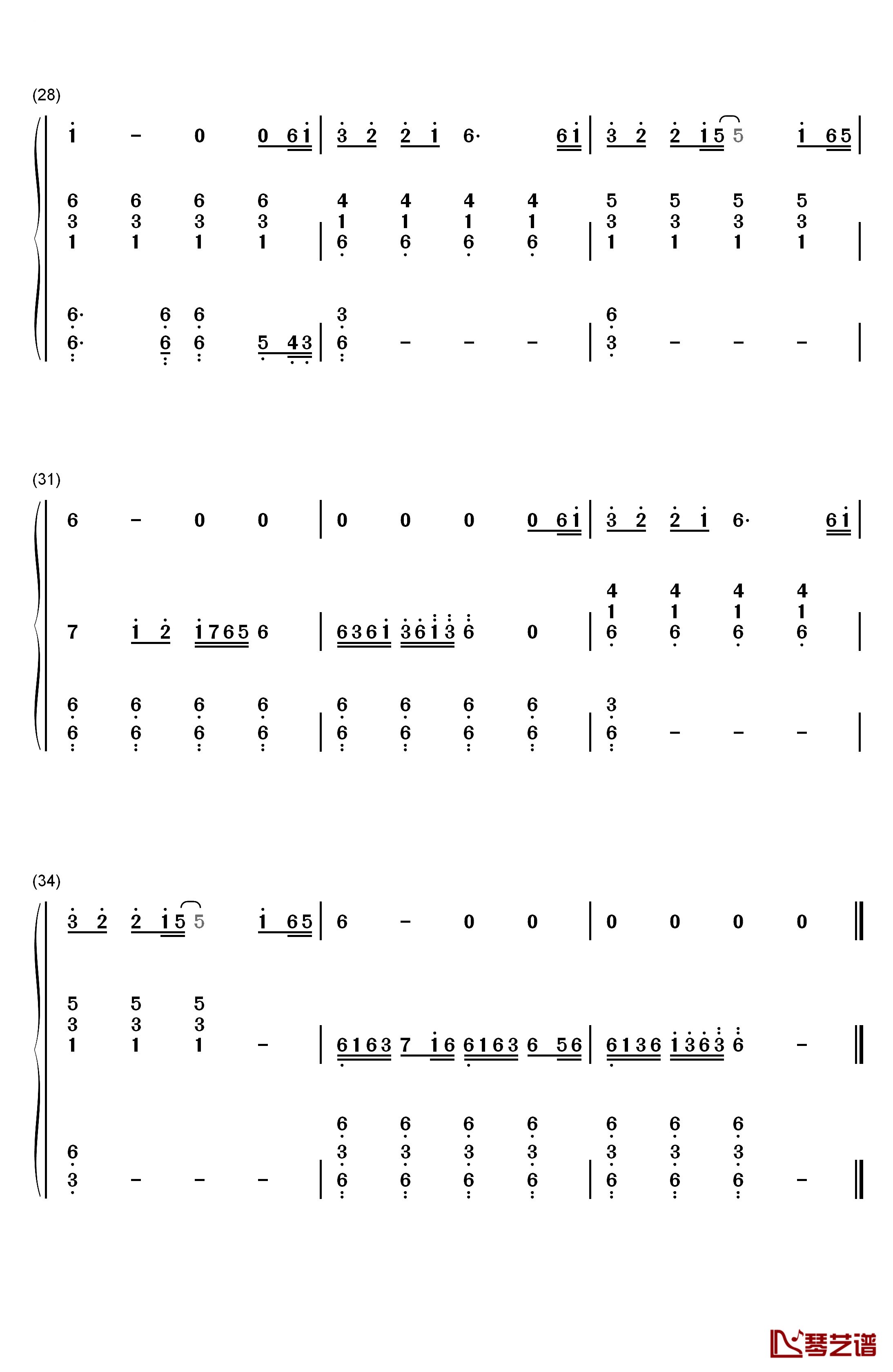 默钢琴简谱-数字双手-周杰伦4