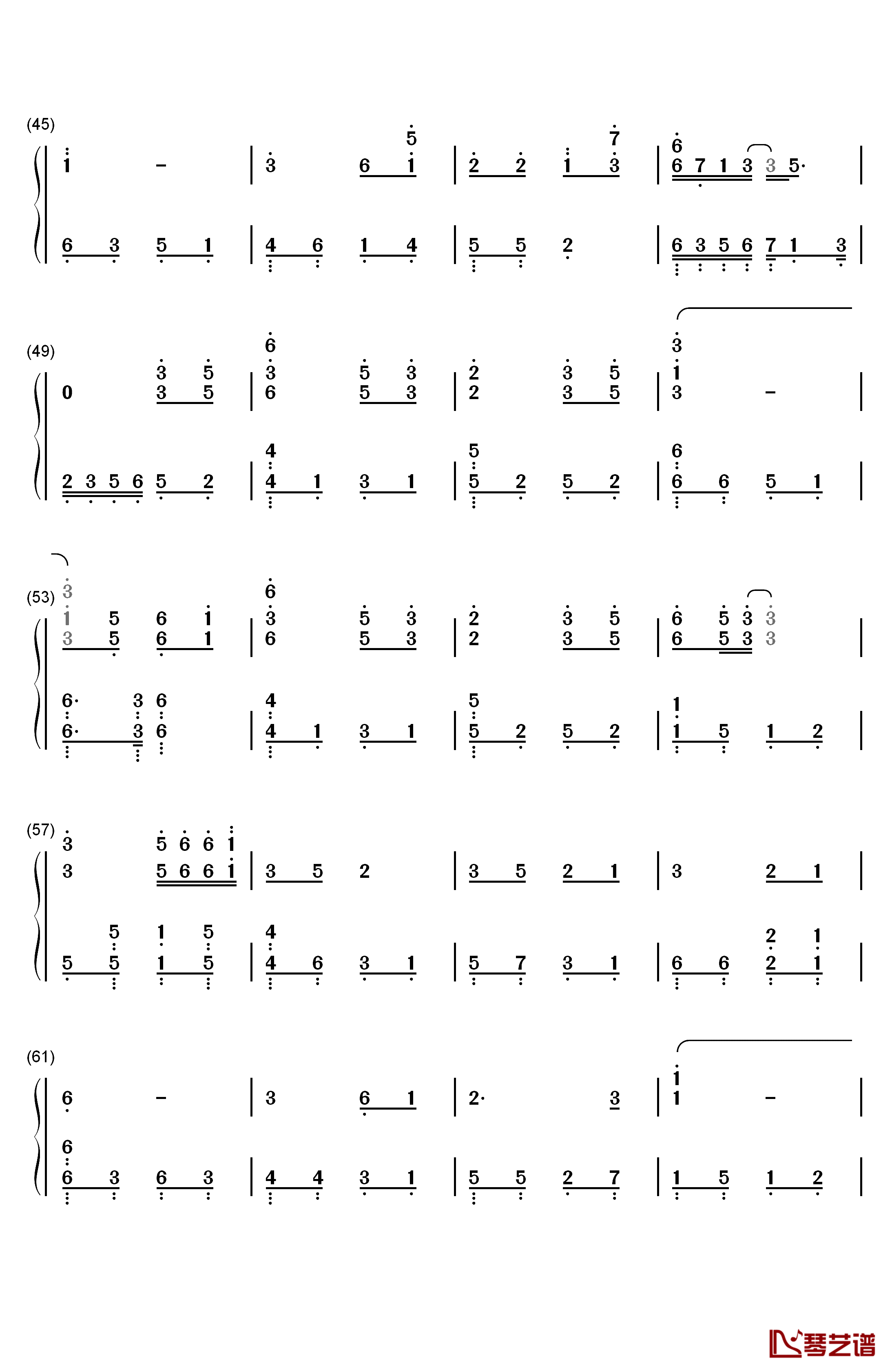 爱殇钢琴简谱-数字双手-董贞3