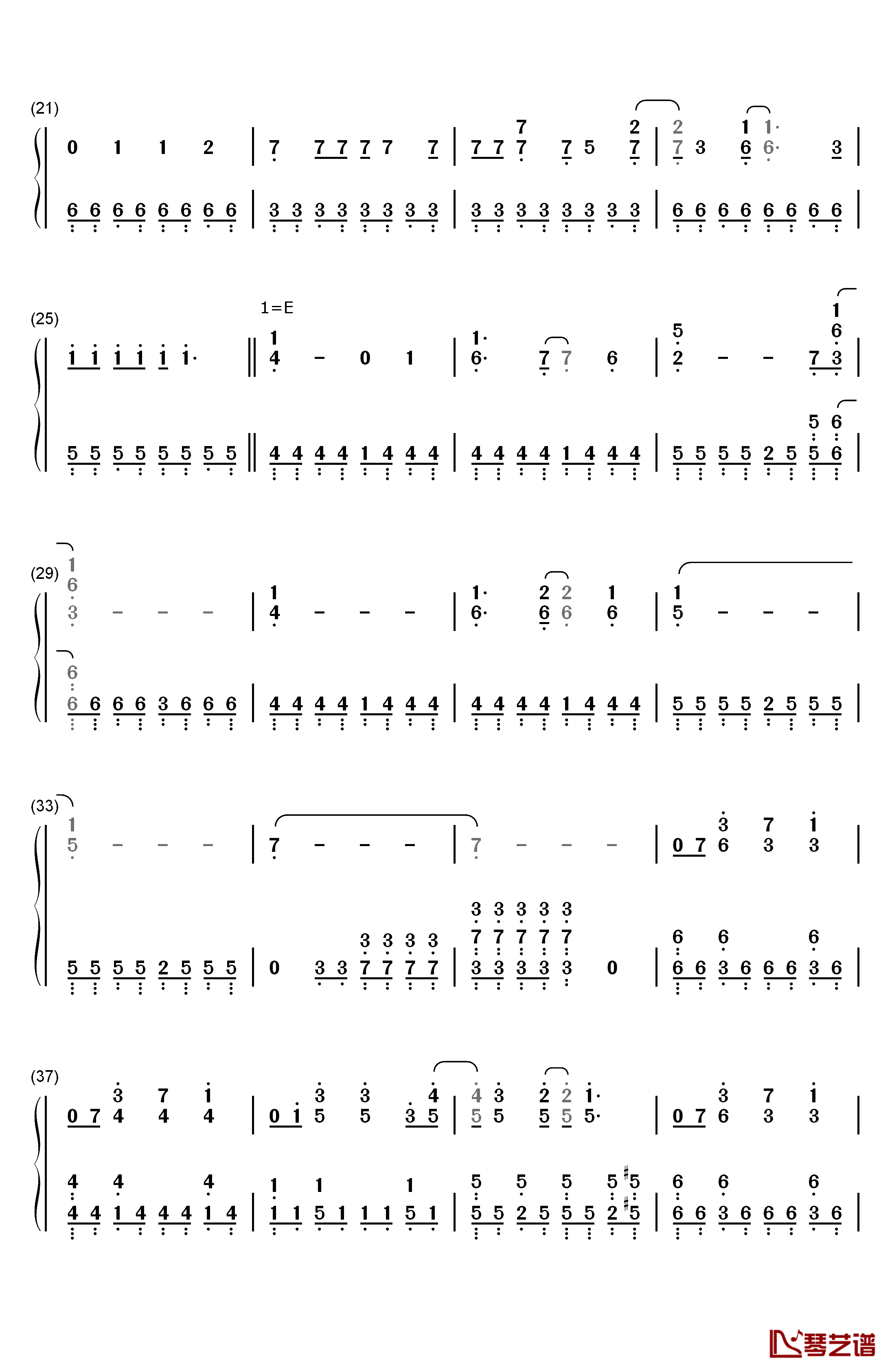 乱舞のメロディ钢琴简谱-数字双手-SID2