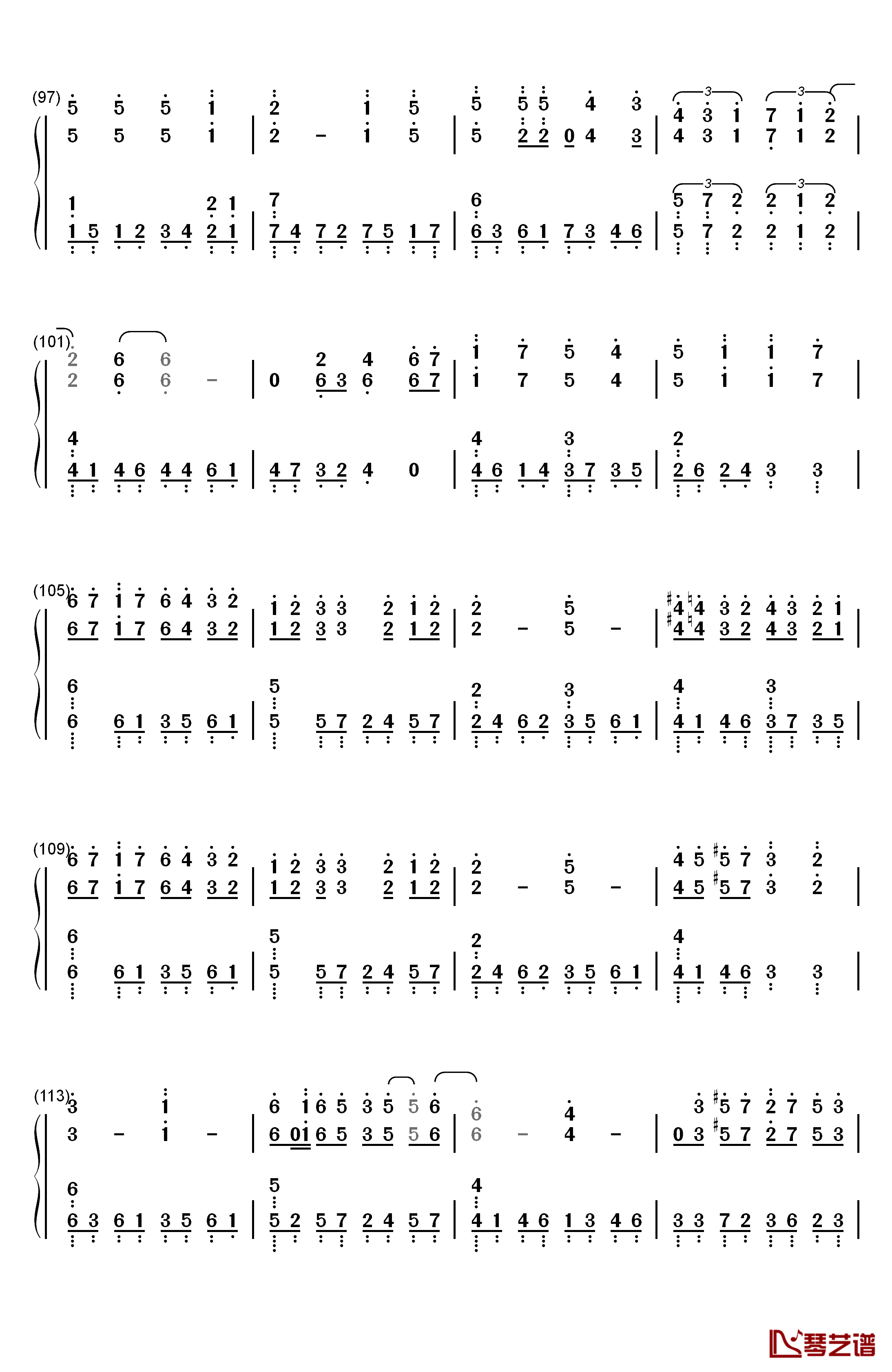 化蝶钢琴简谱-数字双手-何韵诗6