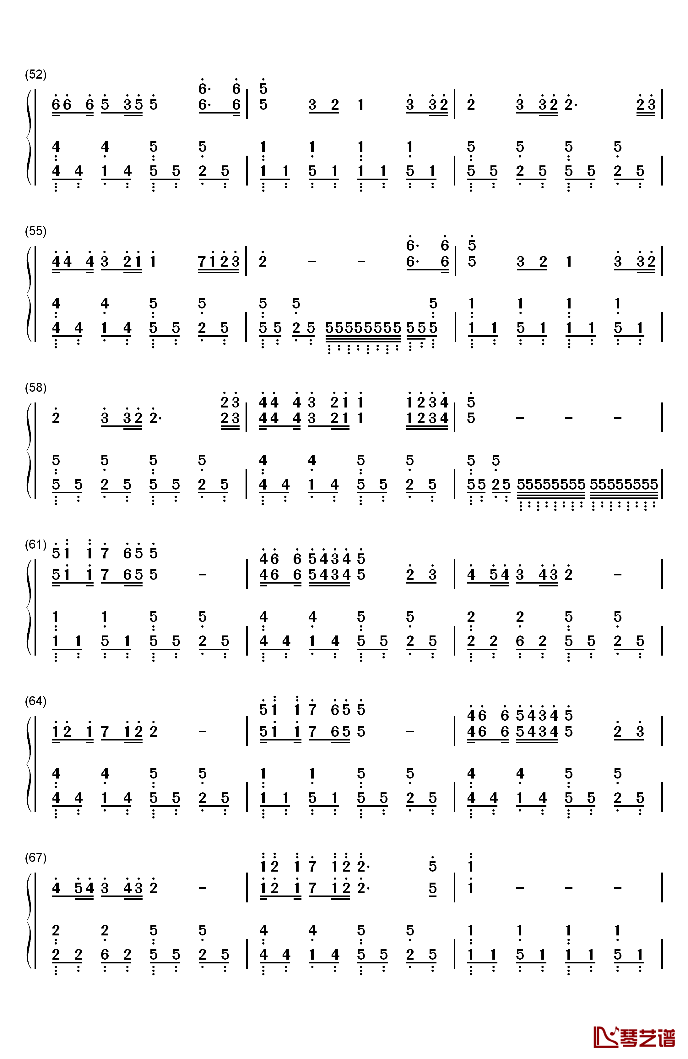 过大年钢琴简谱-数字双手-俞静4