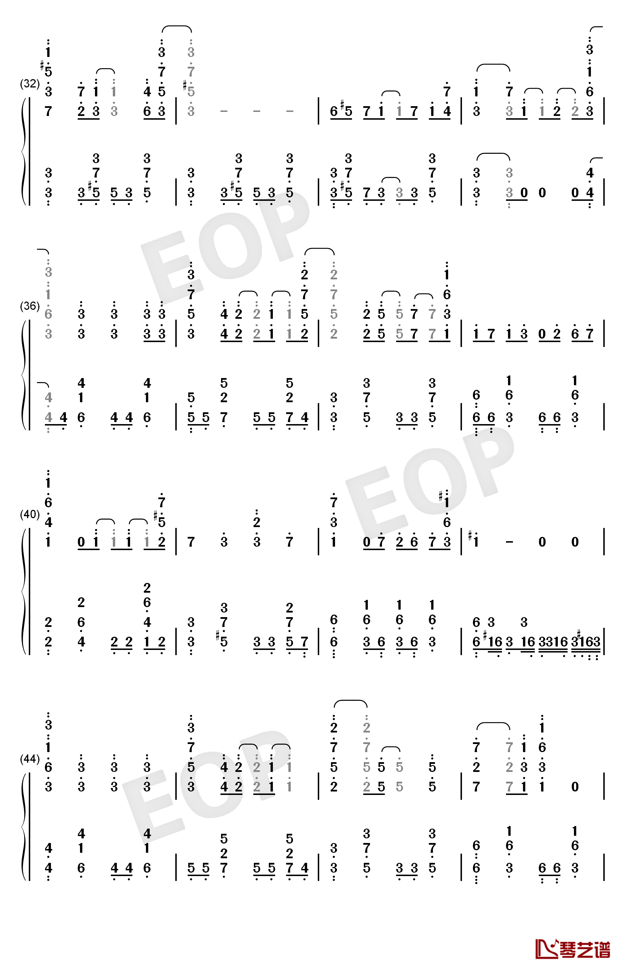 月を追う真夜中钢琴简谱-数字双手-蓝井艾露3