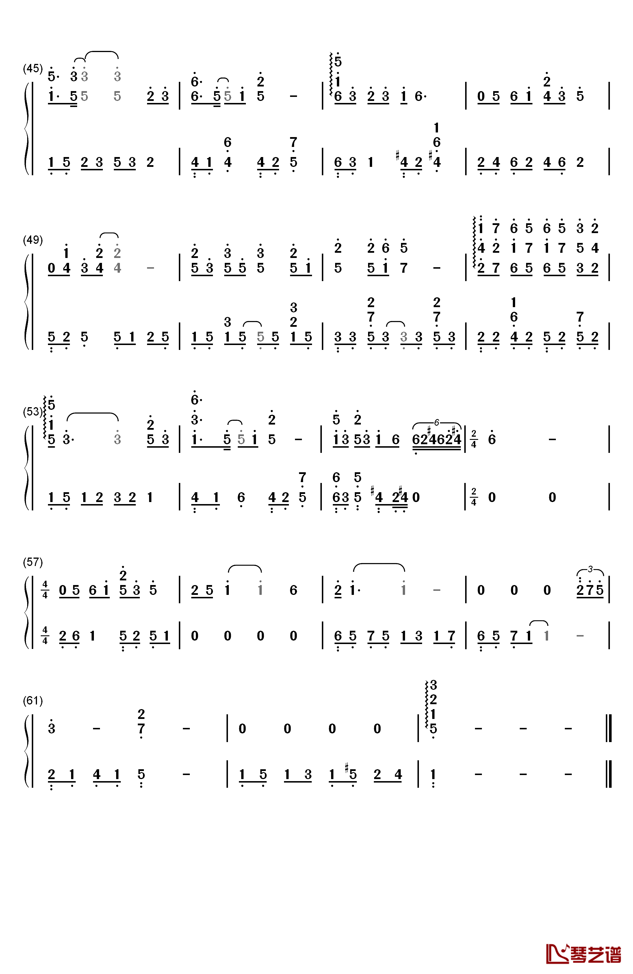 雪落下的声音钢琴简谱-数字双手-陆虎3