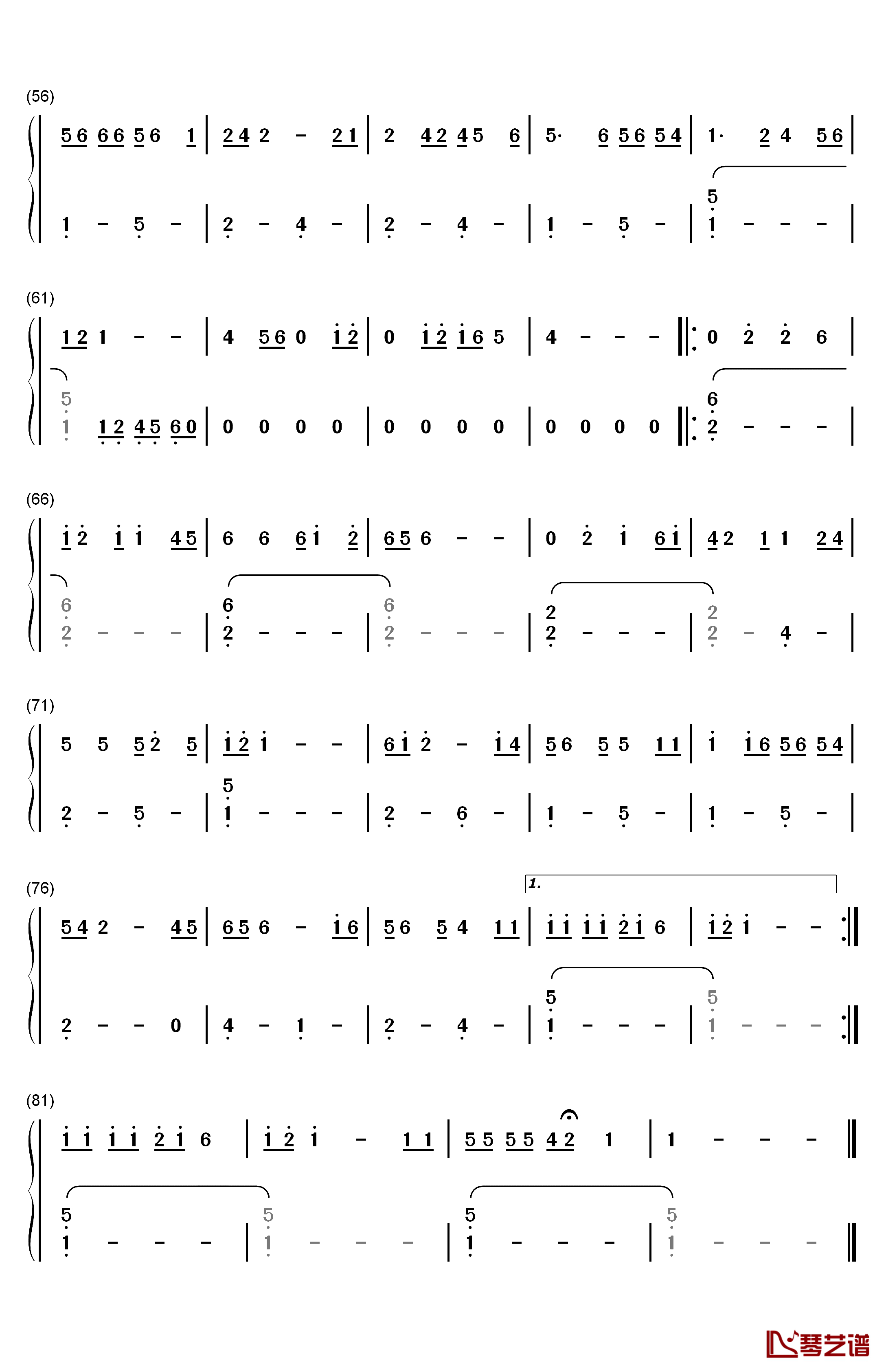 涛声依旧钢琴简谱-数字双手-毛宁3