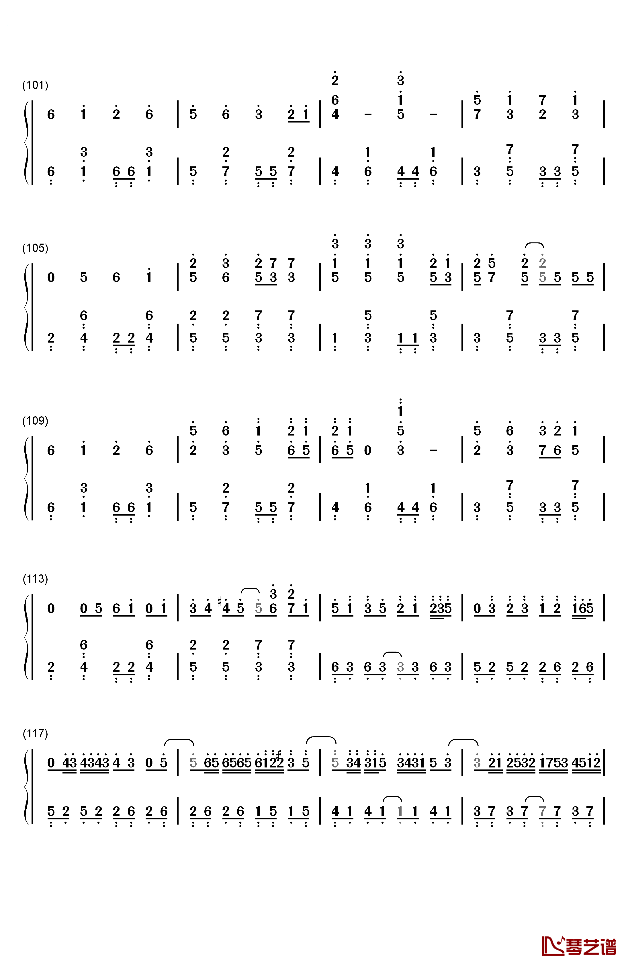 想像フォレスト钢琴简谱-数字双手-IA6