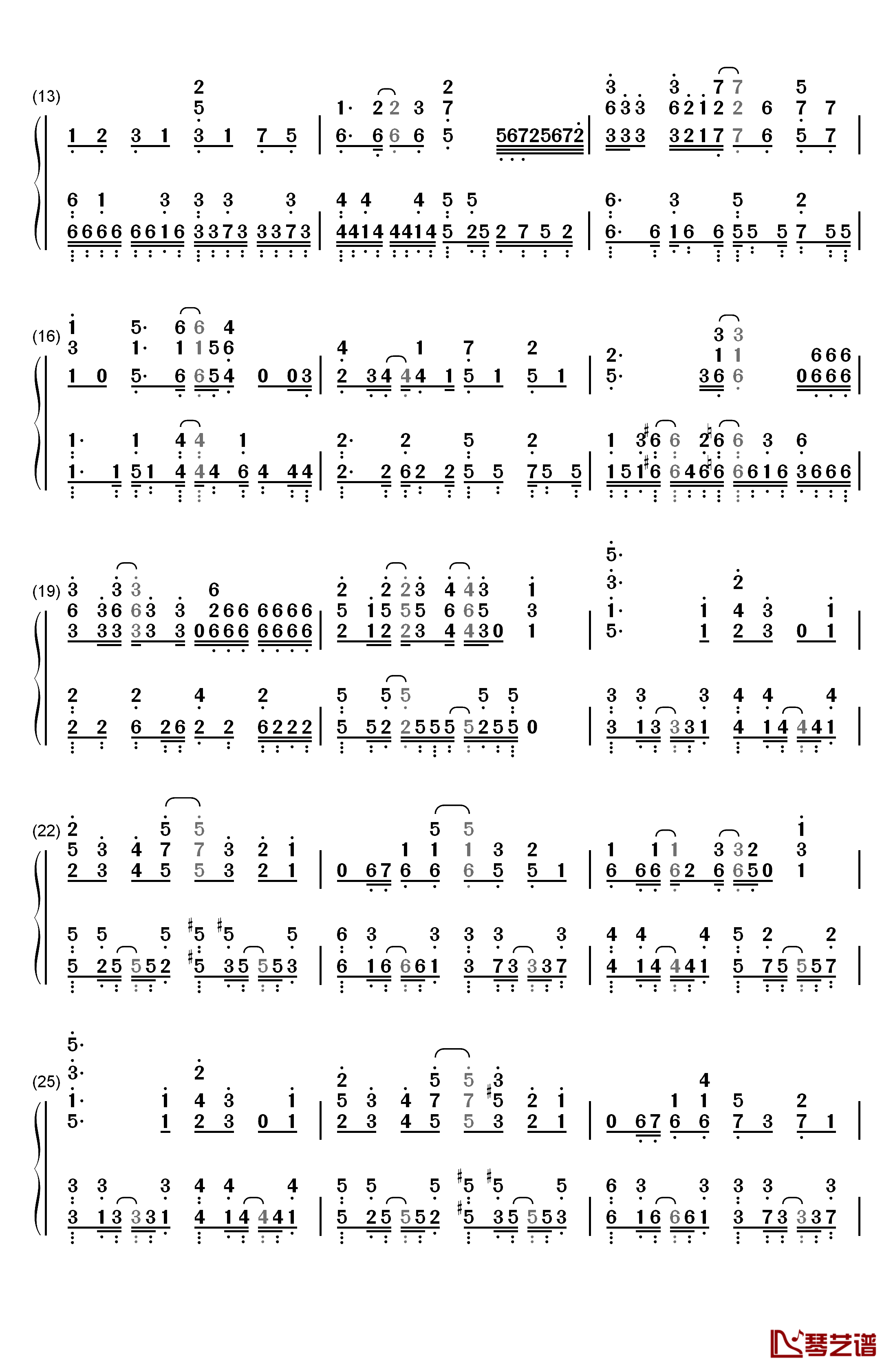 二人なら钢琴简谱-数字双手-BiSH2