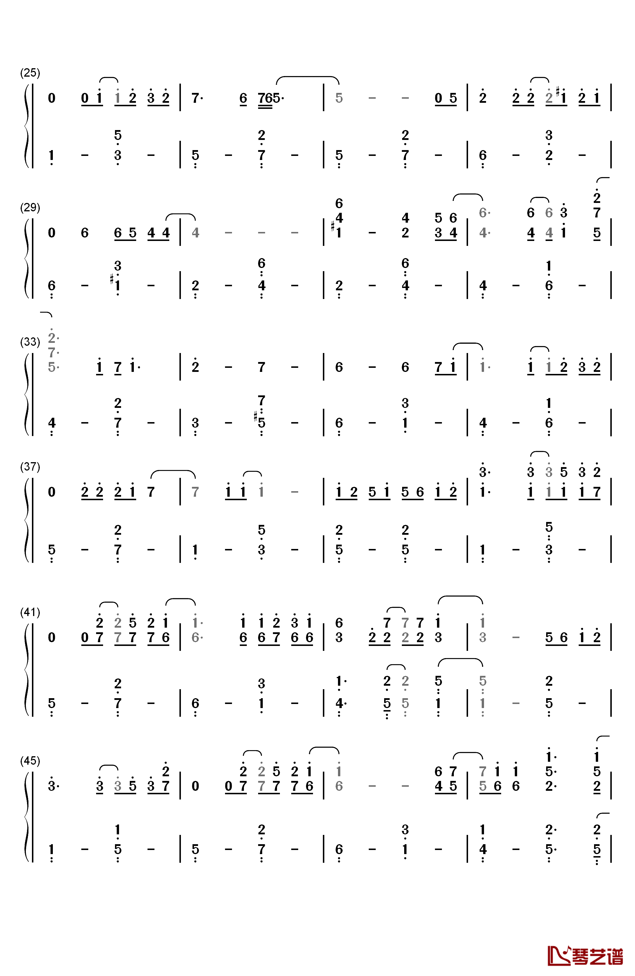 很爱很爱你钢琴简谱-数字双手-刘若英2