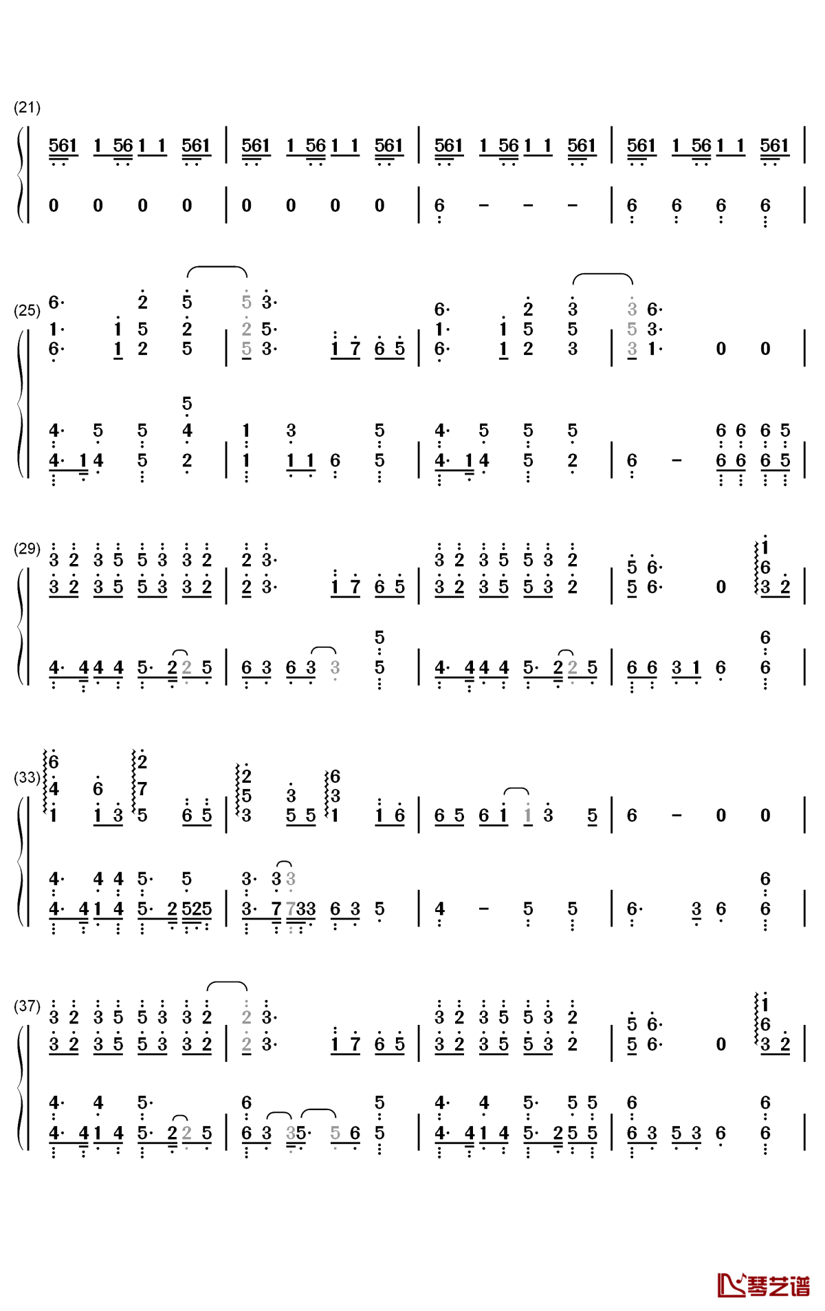 游山恋钢琴简谱-数字双手-海伦2