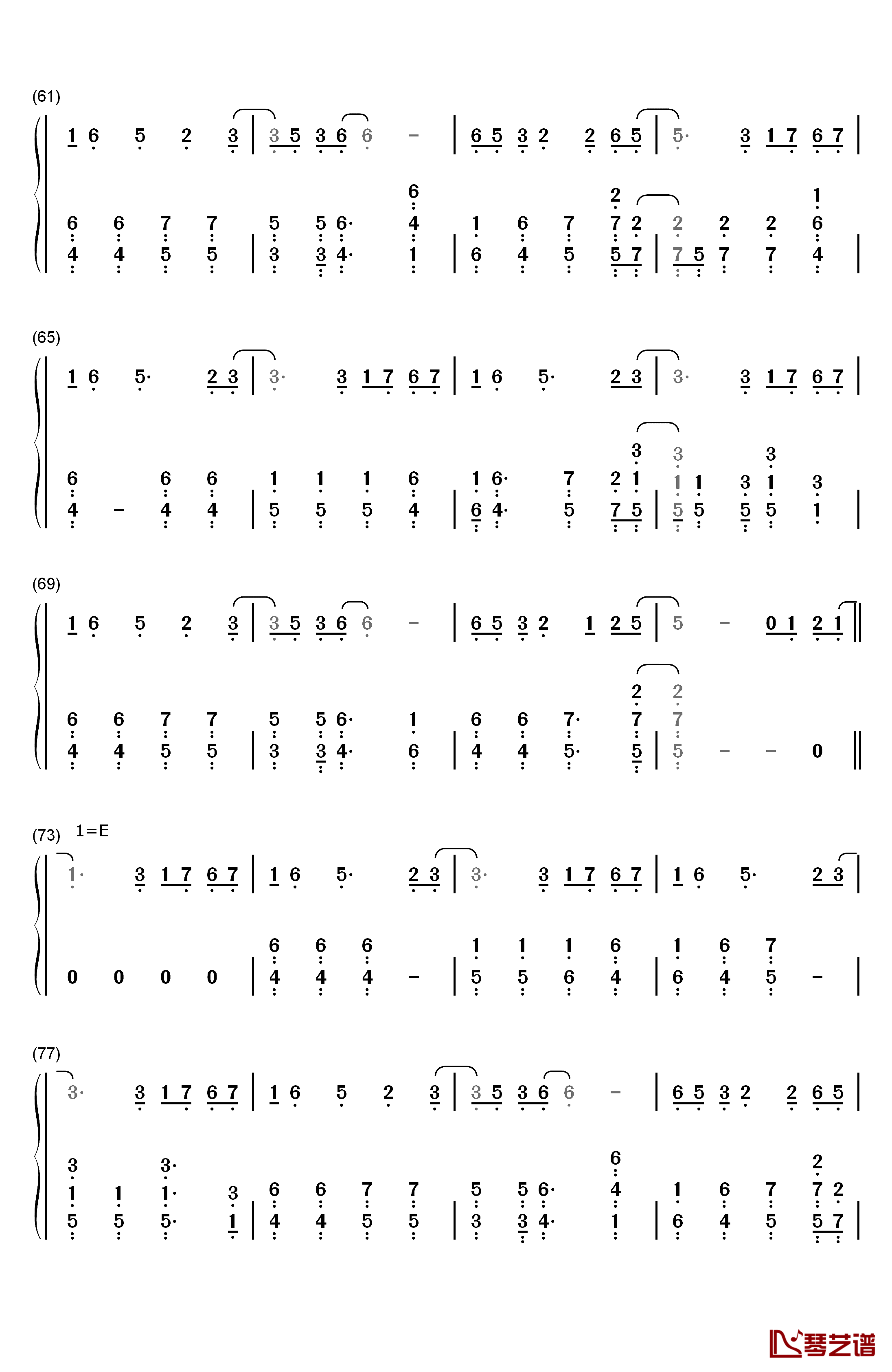 做我自己钢琴简谱-数字双手-王源4