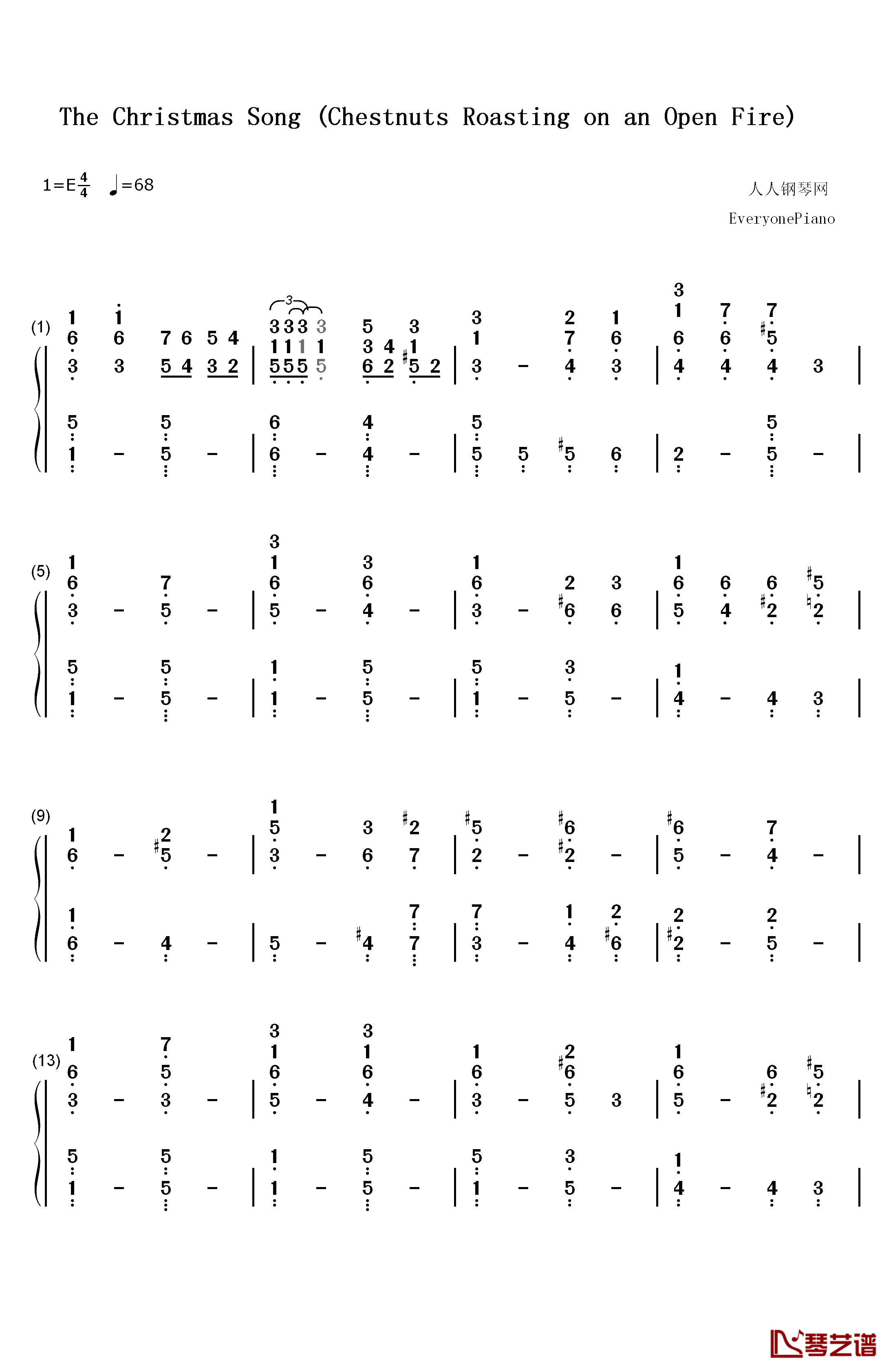 The Christmas Song钢琴简谱-数字双手-Nat King Cole1