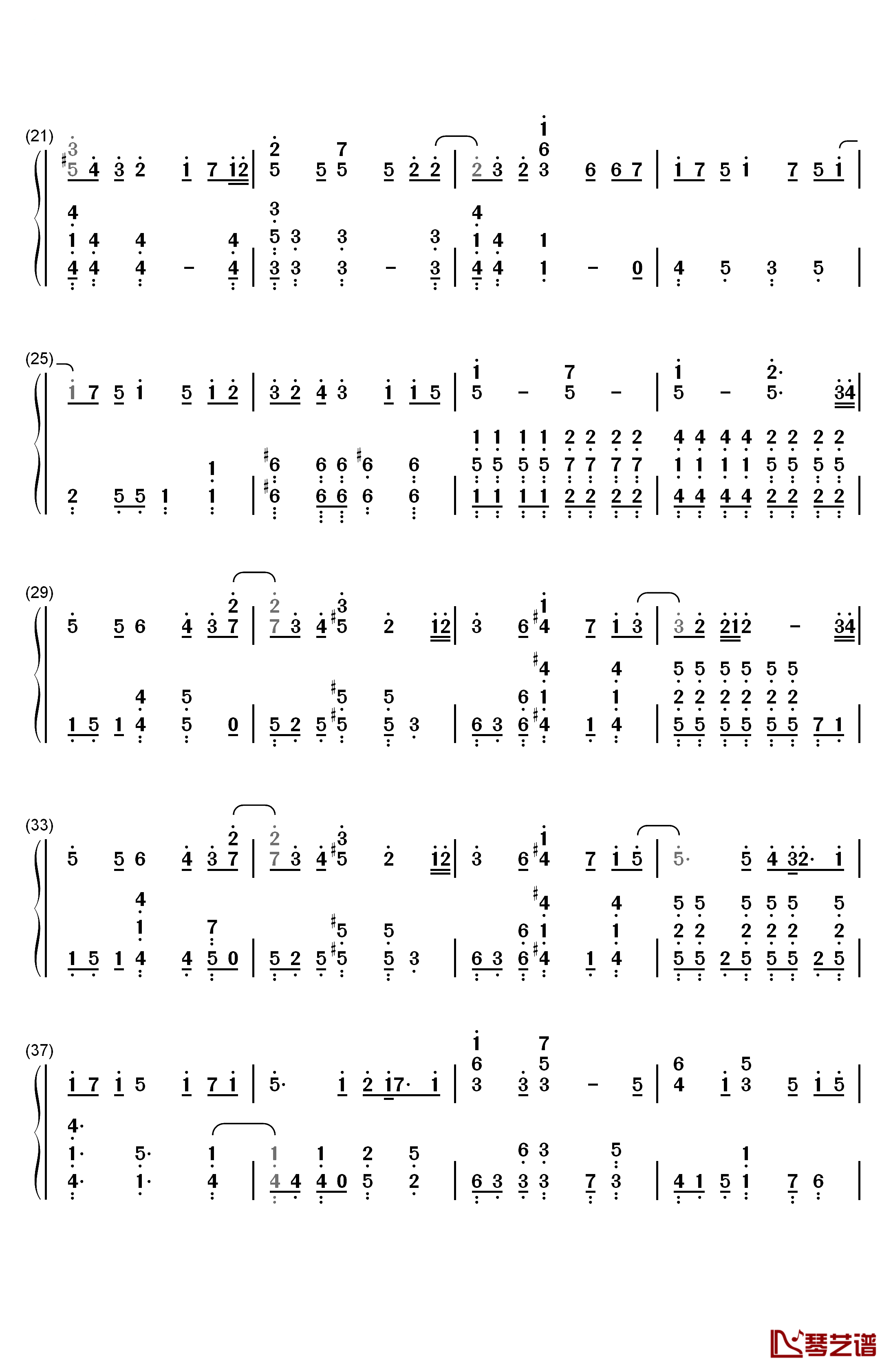 果てない空钢琴简谱-数字双手-岚2