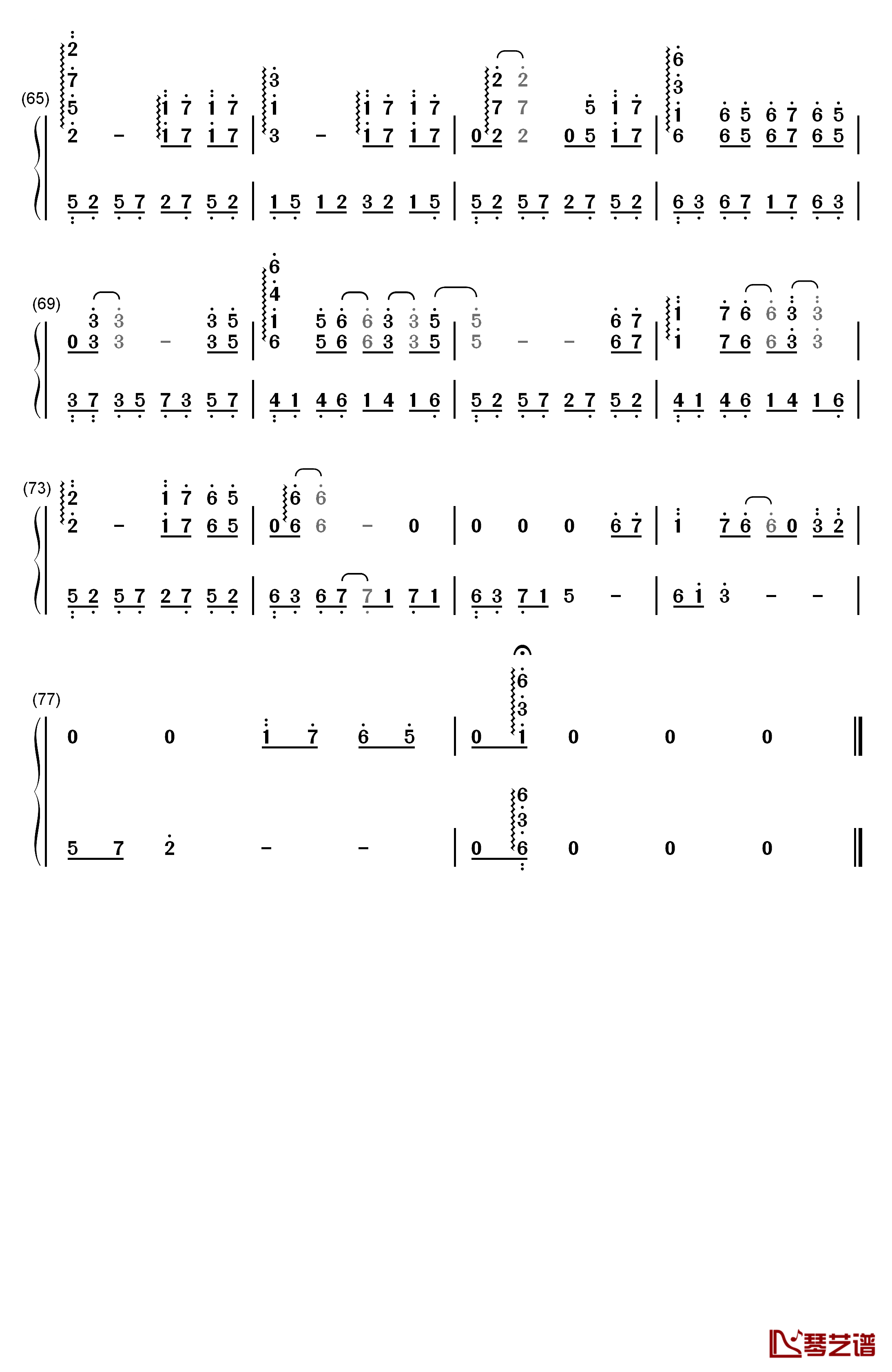 太多钢琴简谱-数字双手-陈冠蒲4