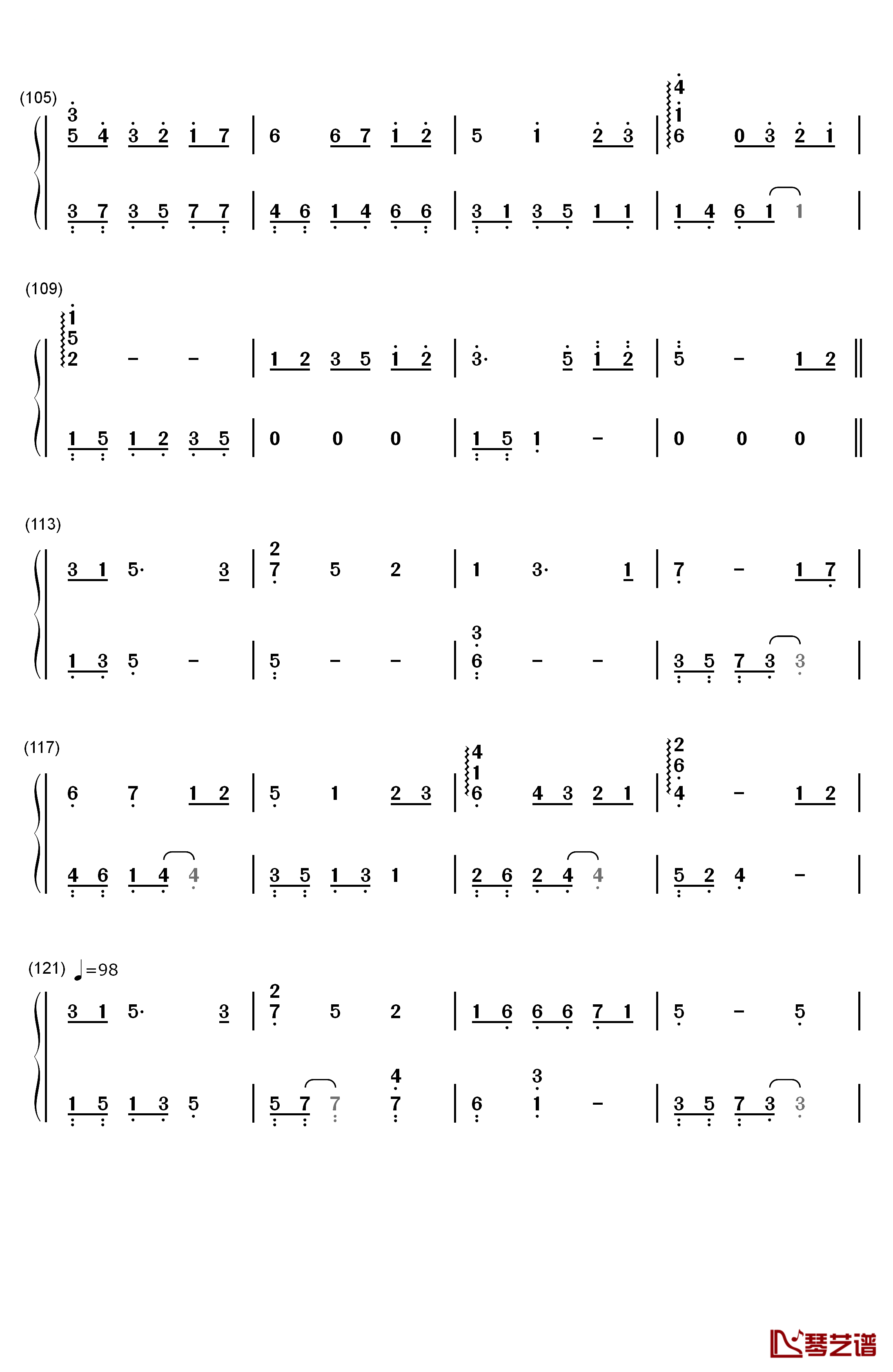 いつも何度でも钢琴简谱-数字双手-木村弓6