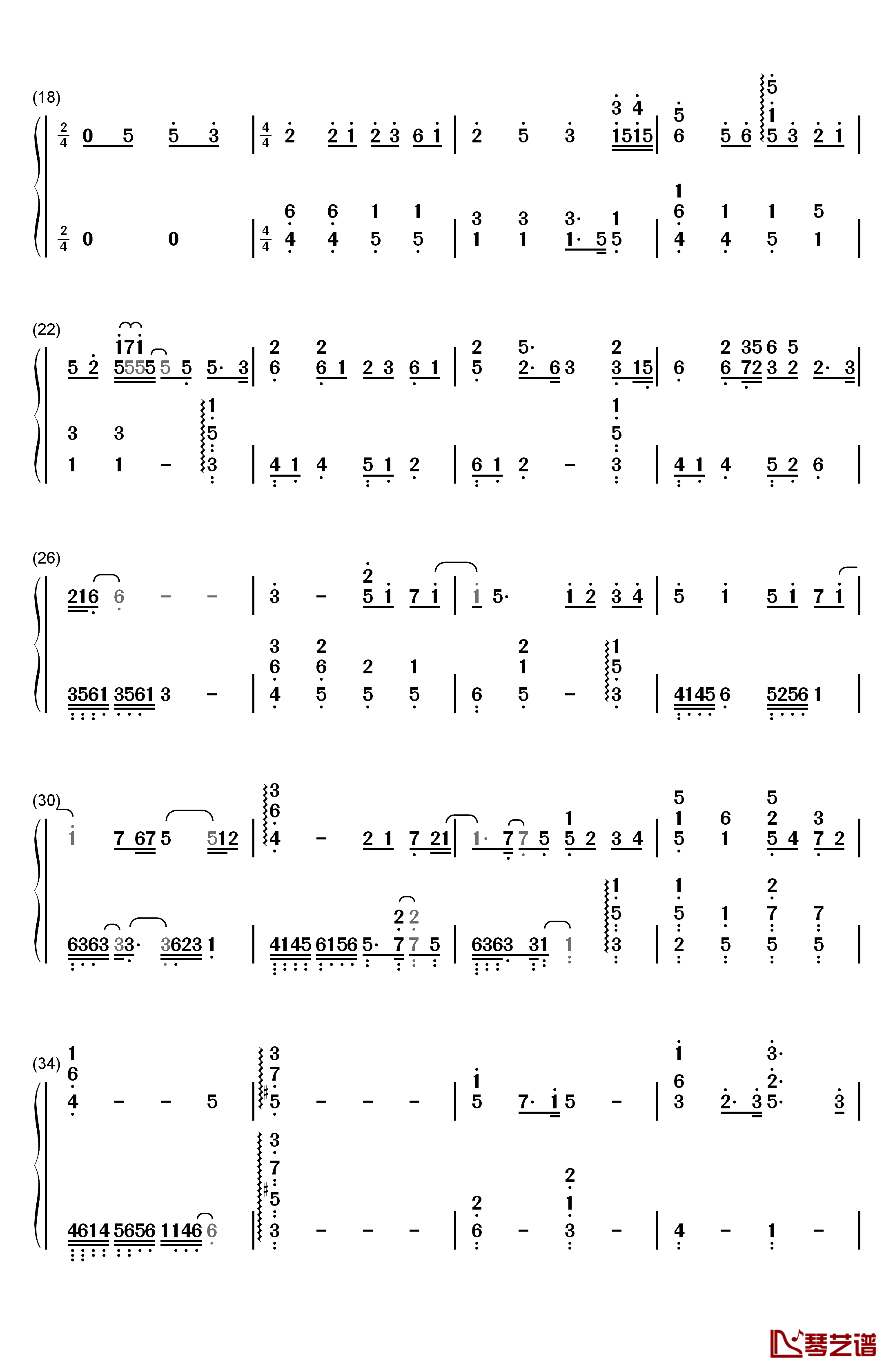 Aesthetic钢琴简谱-数字双手-关山蓝果2