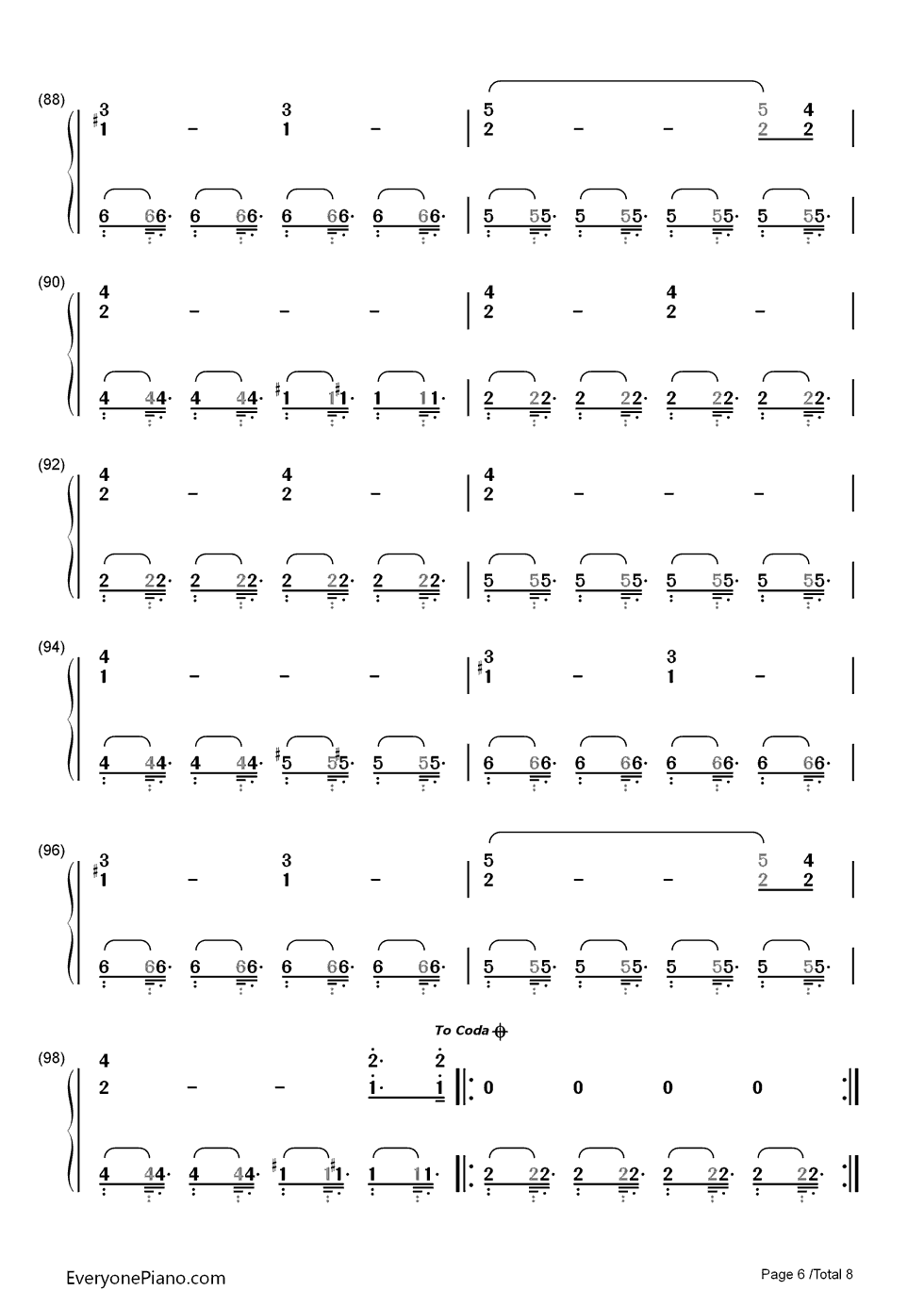 Uprising钢琴简谱-数字双手-Muse6