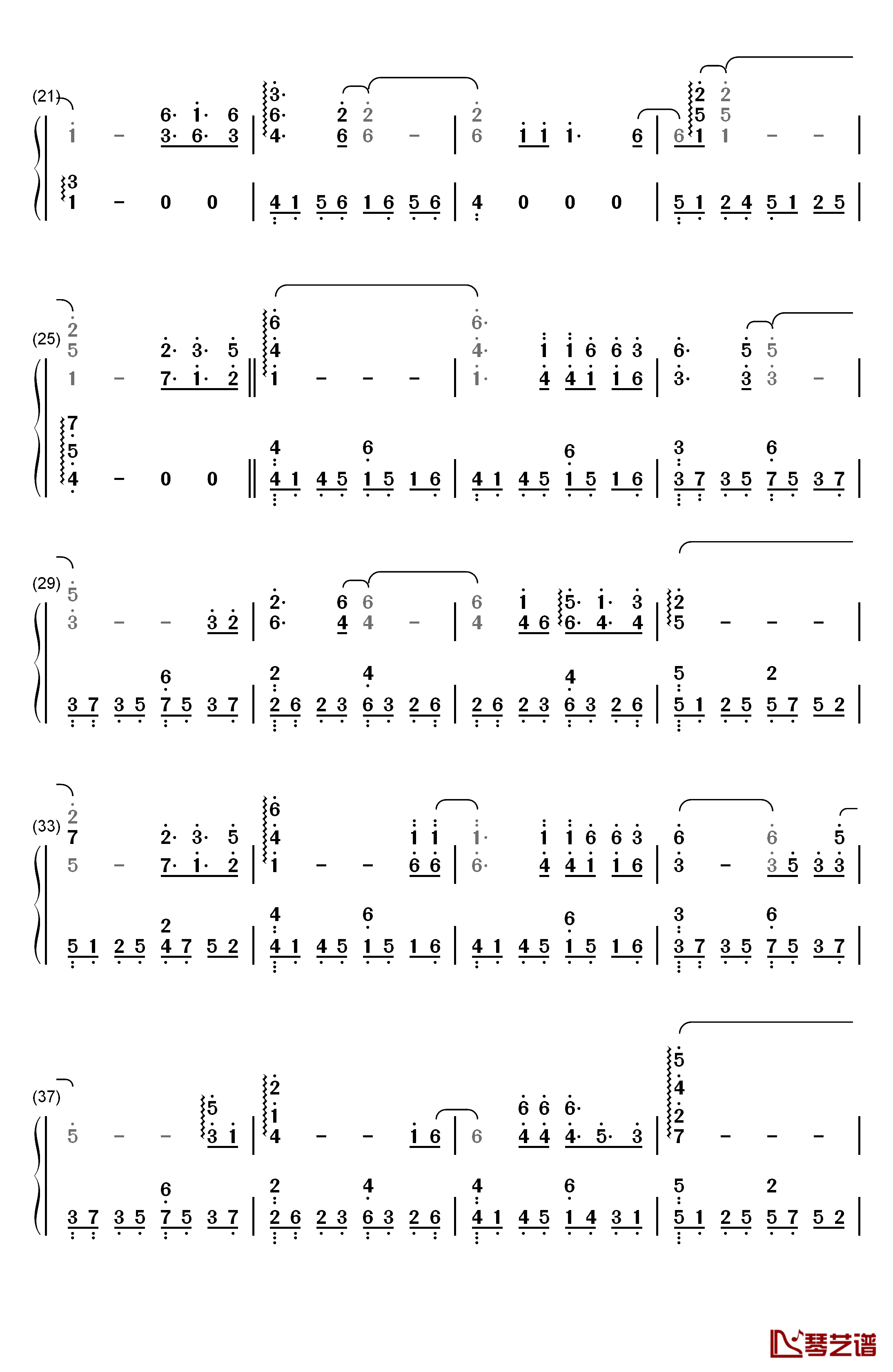 相信有你钢琴简谱-数字双手-刘晶2