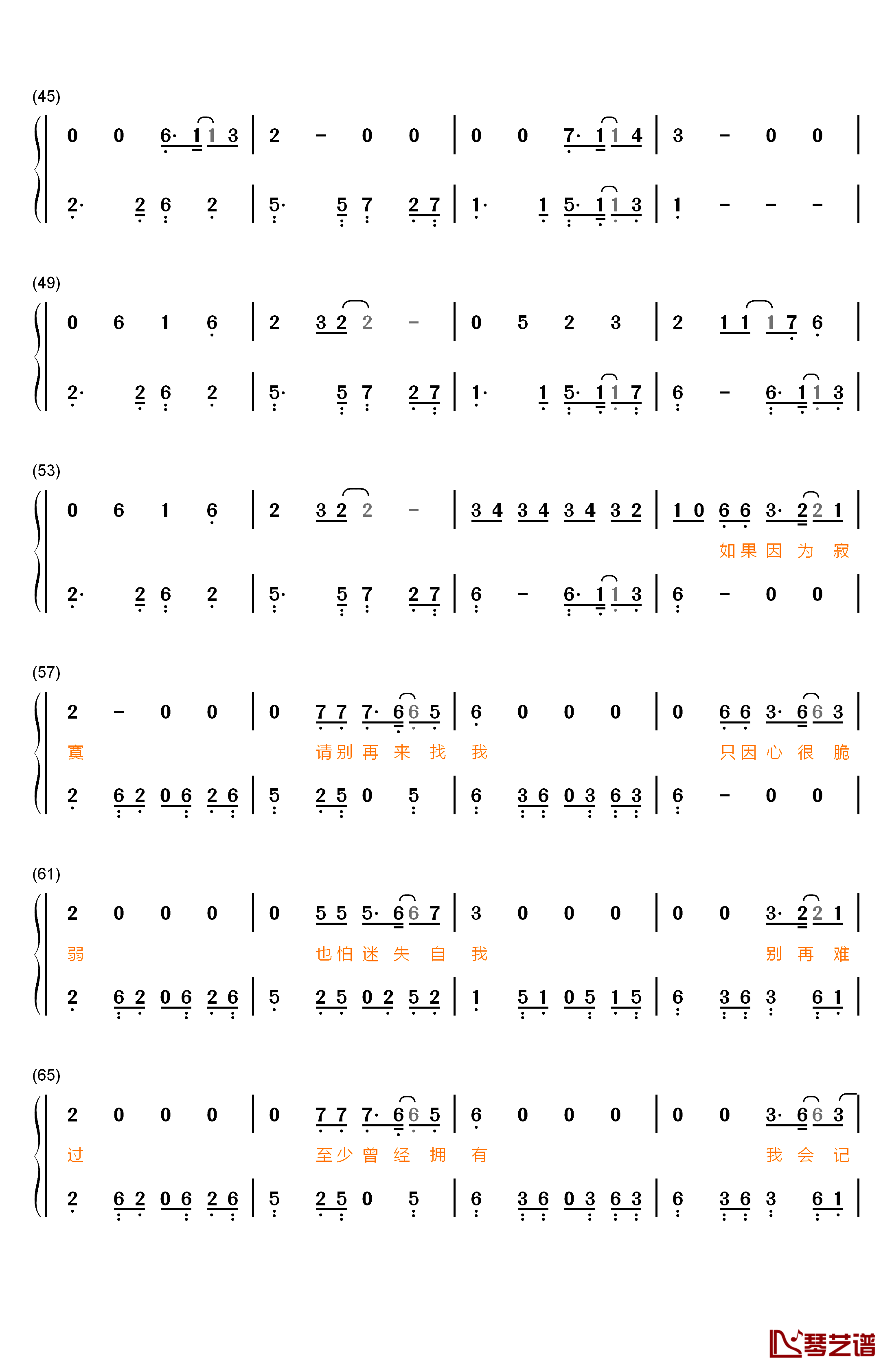 如果寂寞了钢琴简谱-数字双手-郑晓填3