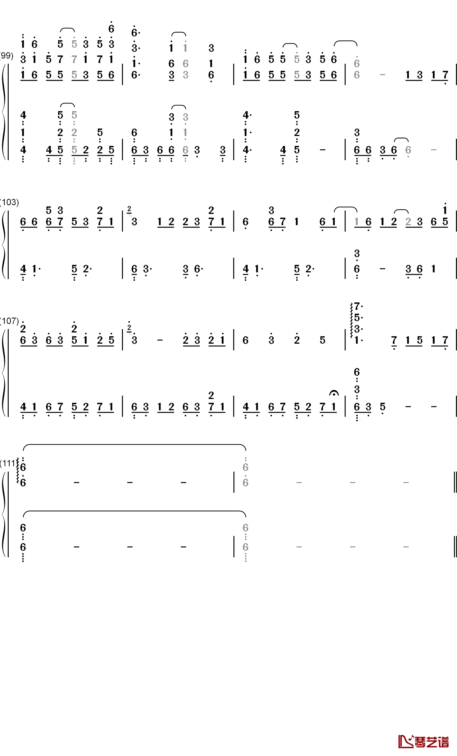 哪吒钢琴简谱-数字双手-贰婶7