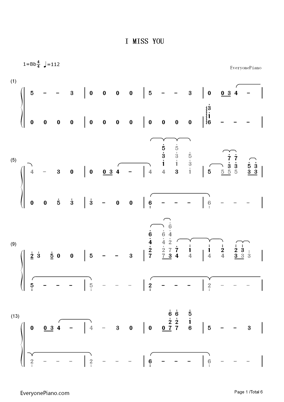 I Miss You钢琴简谱-数字双手-Adele1