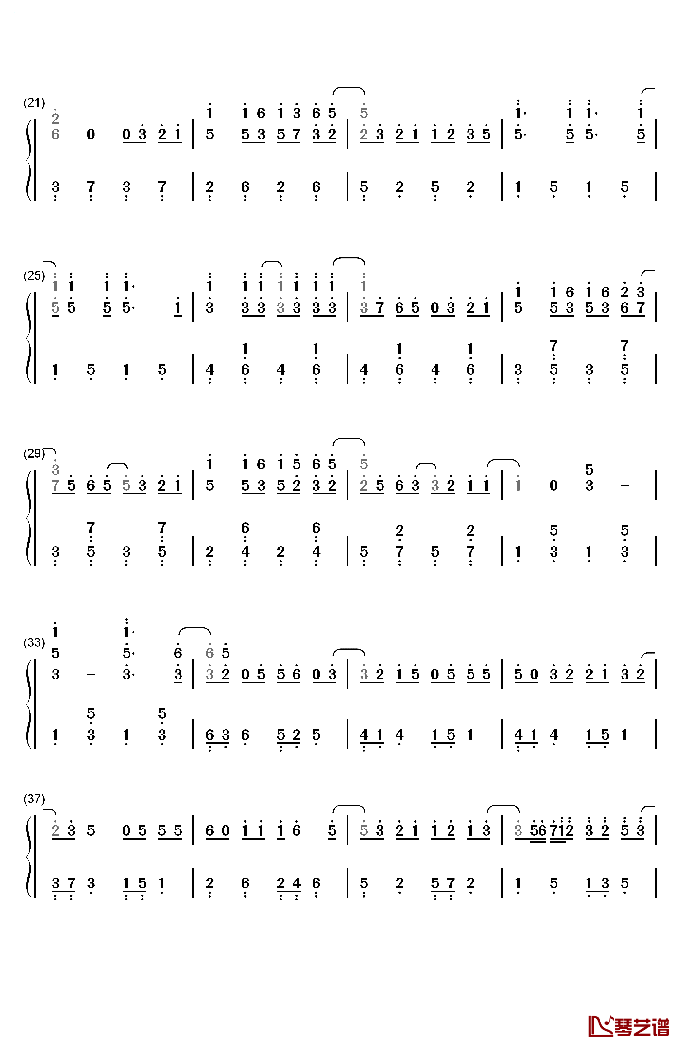 想像フォレスト钢琴简谱-数字双手-IA2