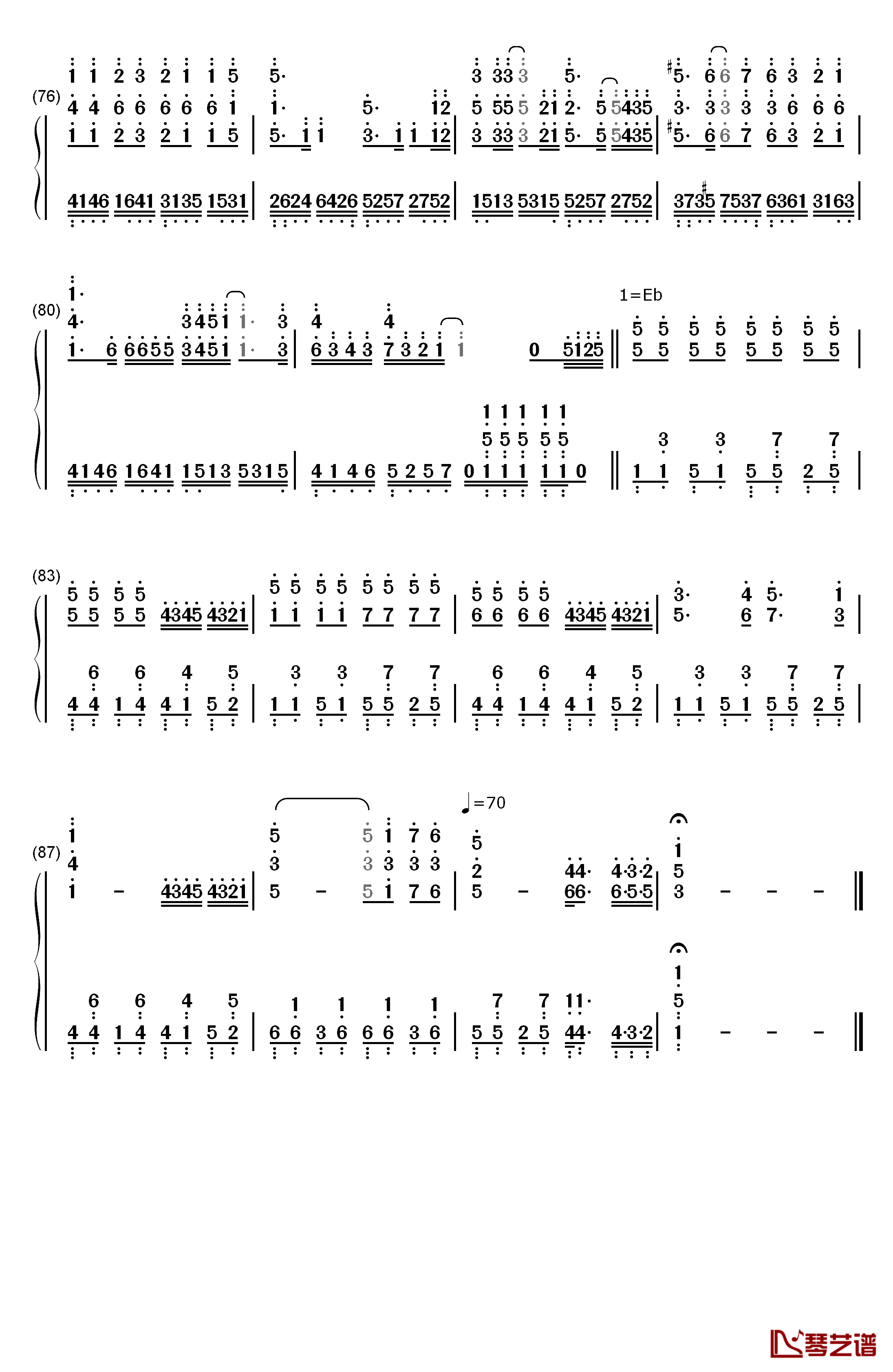 電脳スキル钢琴简谱-数字双手-初音未来5