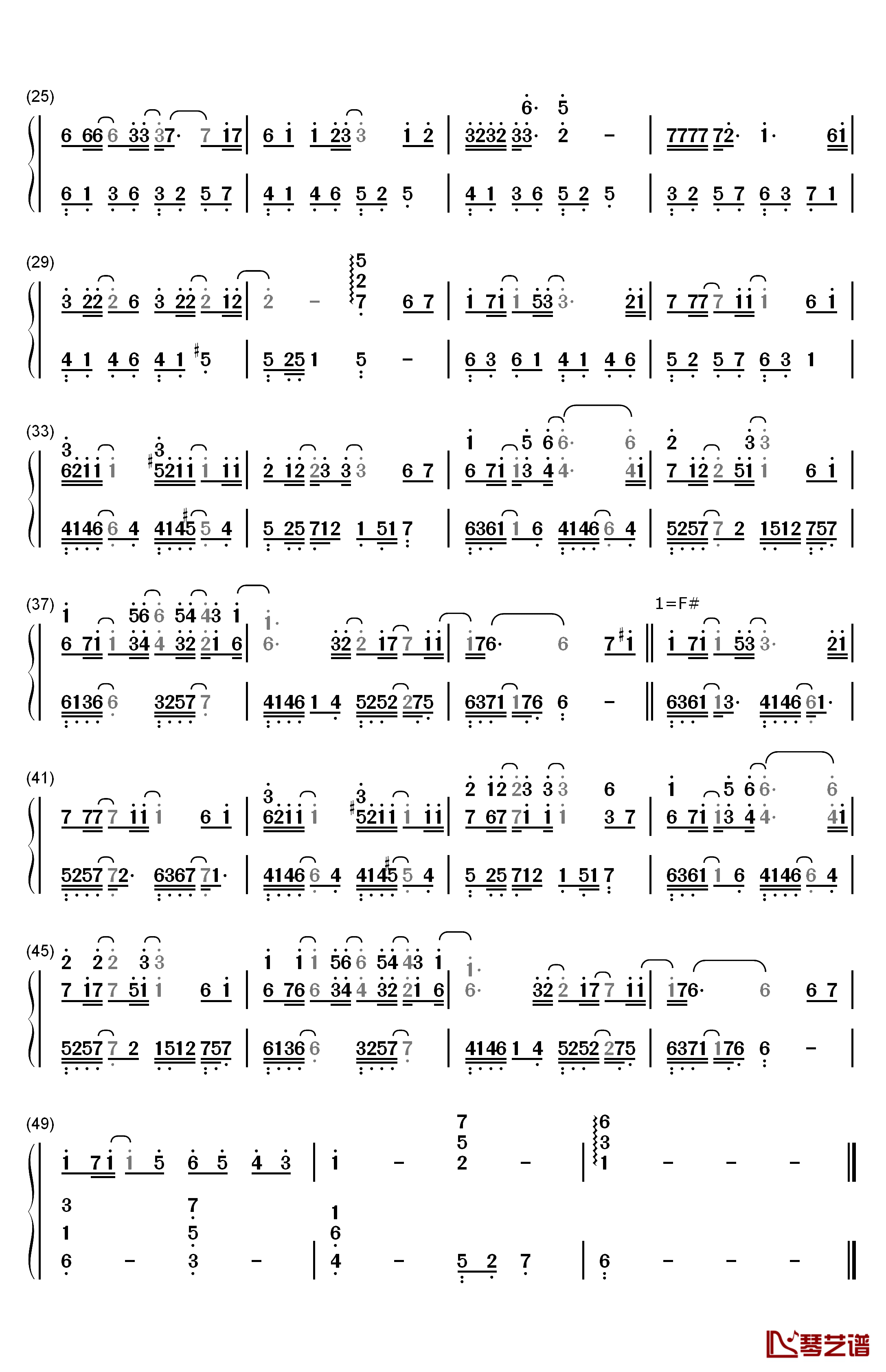 心形宇宙钢琴简谱-数字双手-冯提莫2