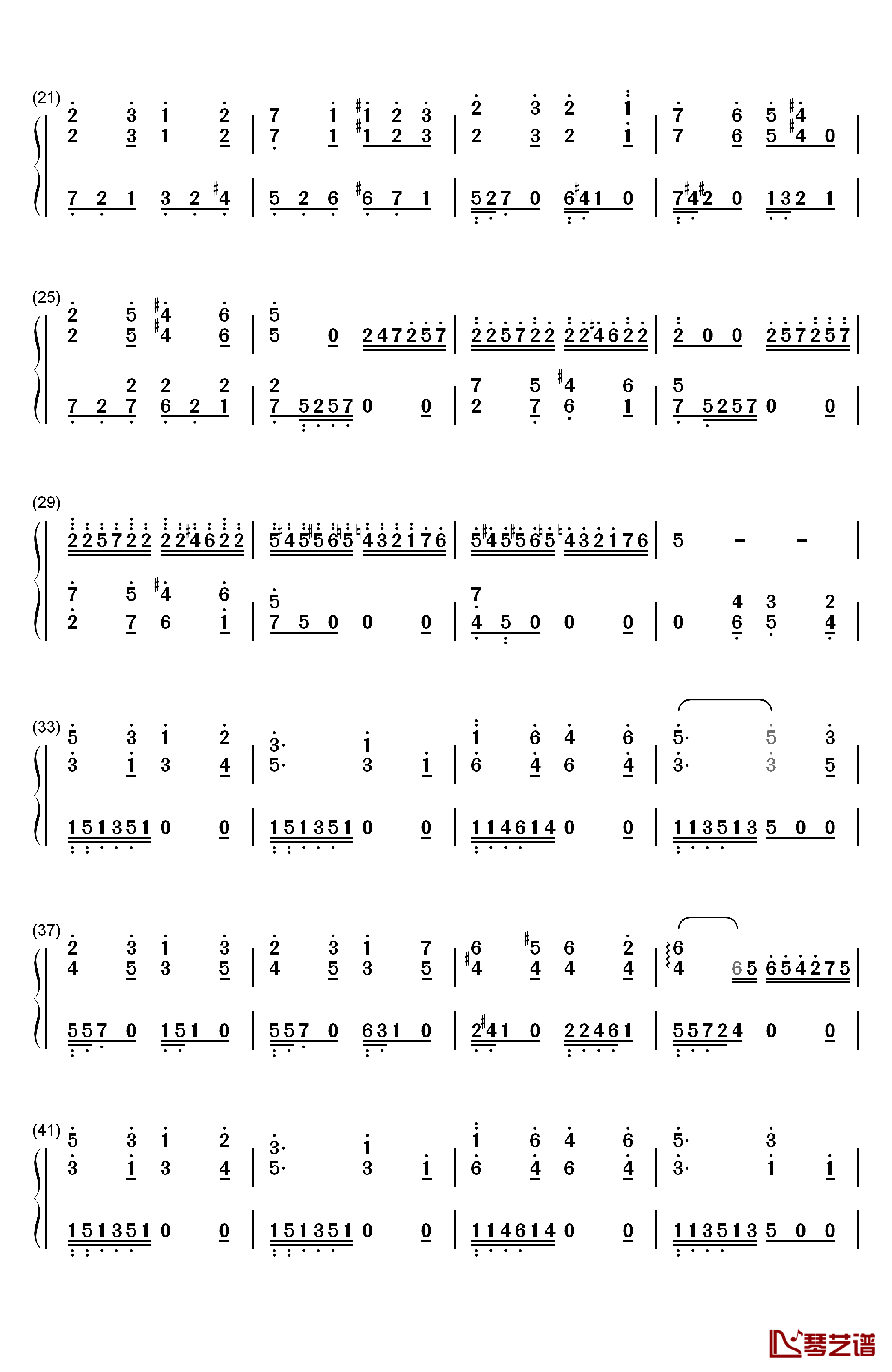 蝴蝶钢琴简谱-数字双手-默克尔2