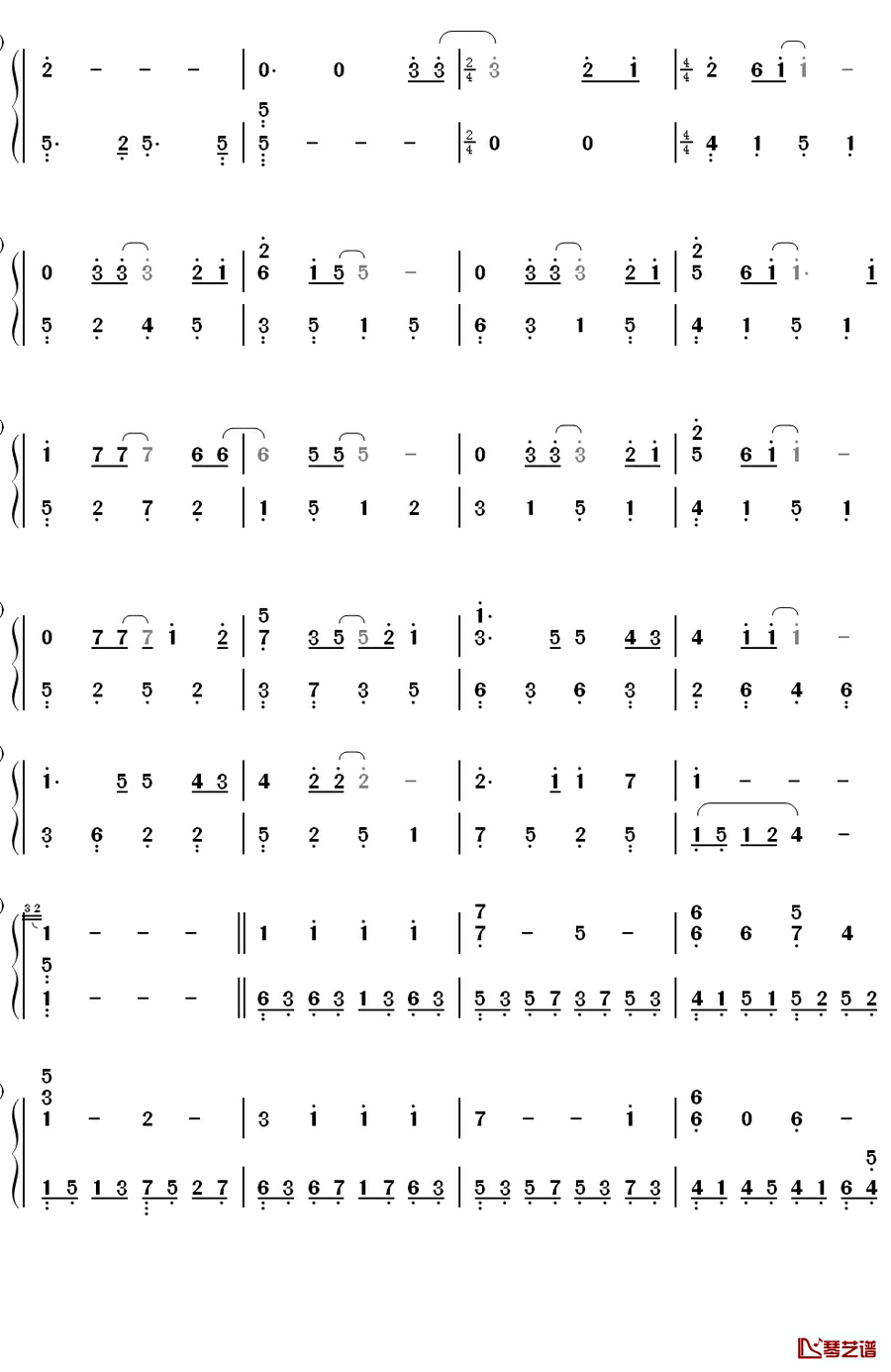 背对背拥抱钢琴简谱-数字双手-林俊杰2