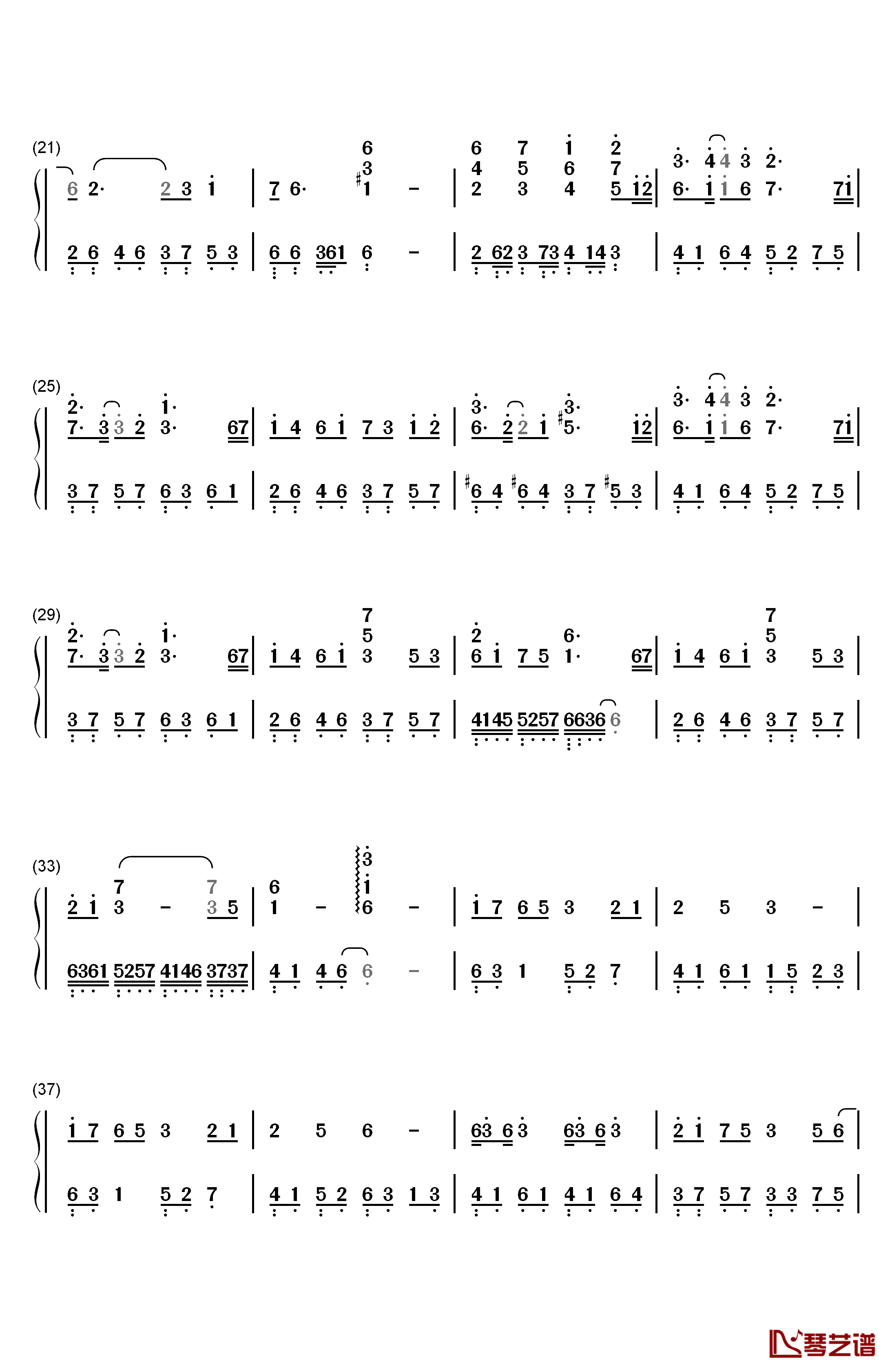 凤囚凰钢琴简谱-数字双手-白鹿2