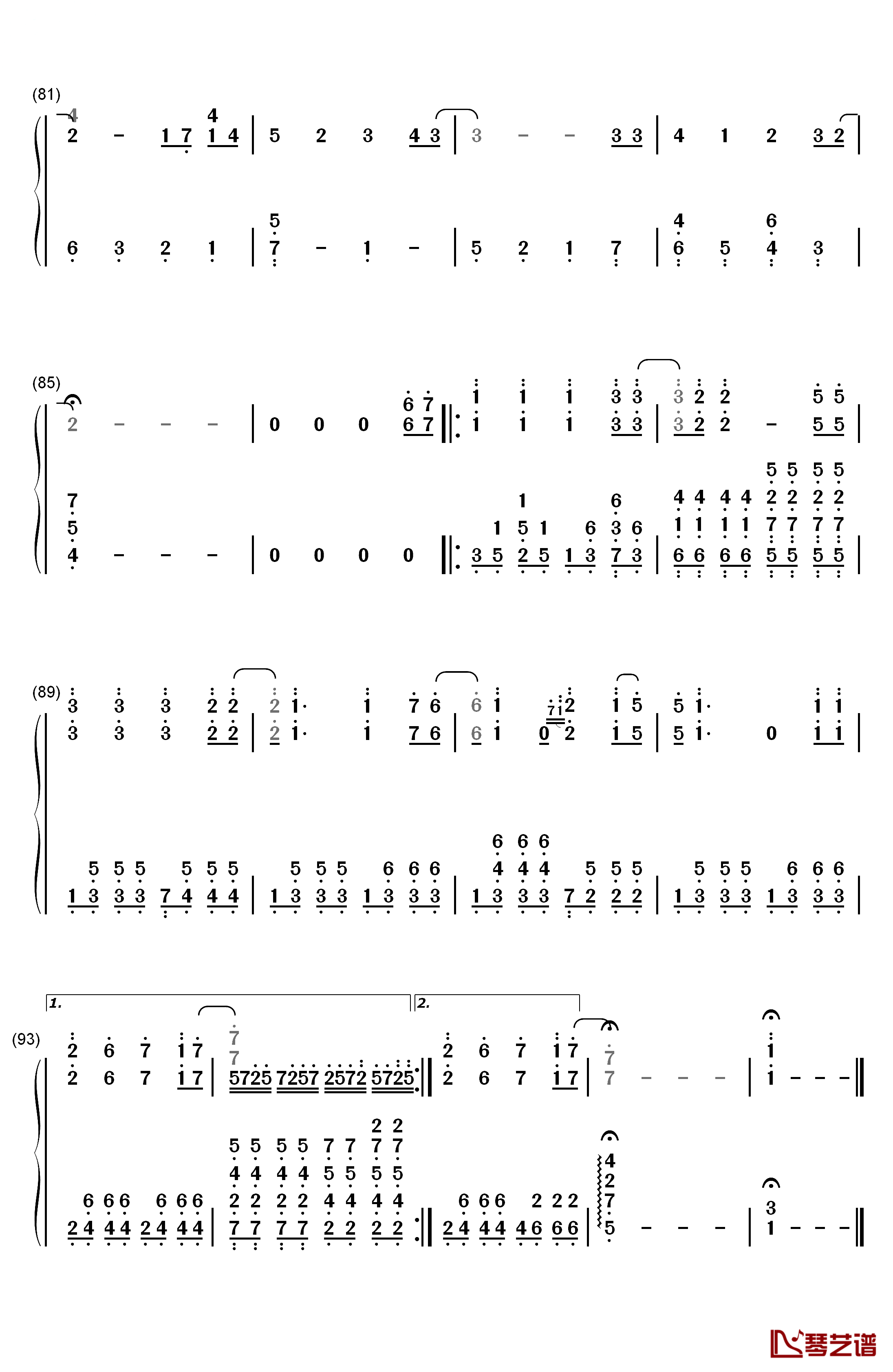 奇迹再现钢琴简谱-数字双手-毛华锋6