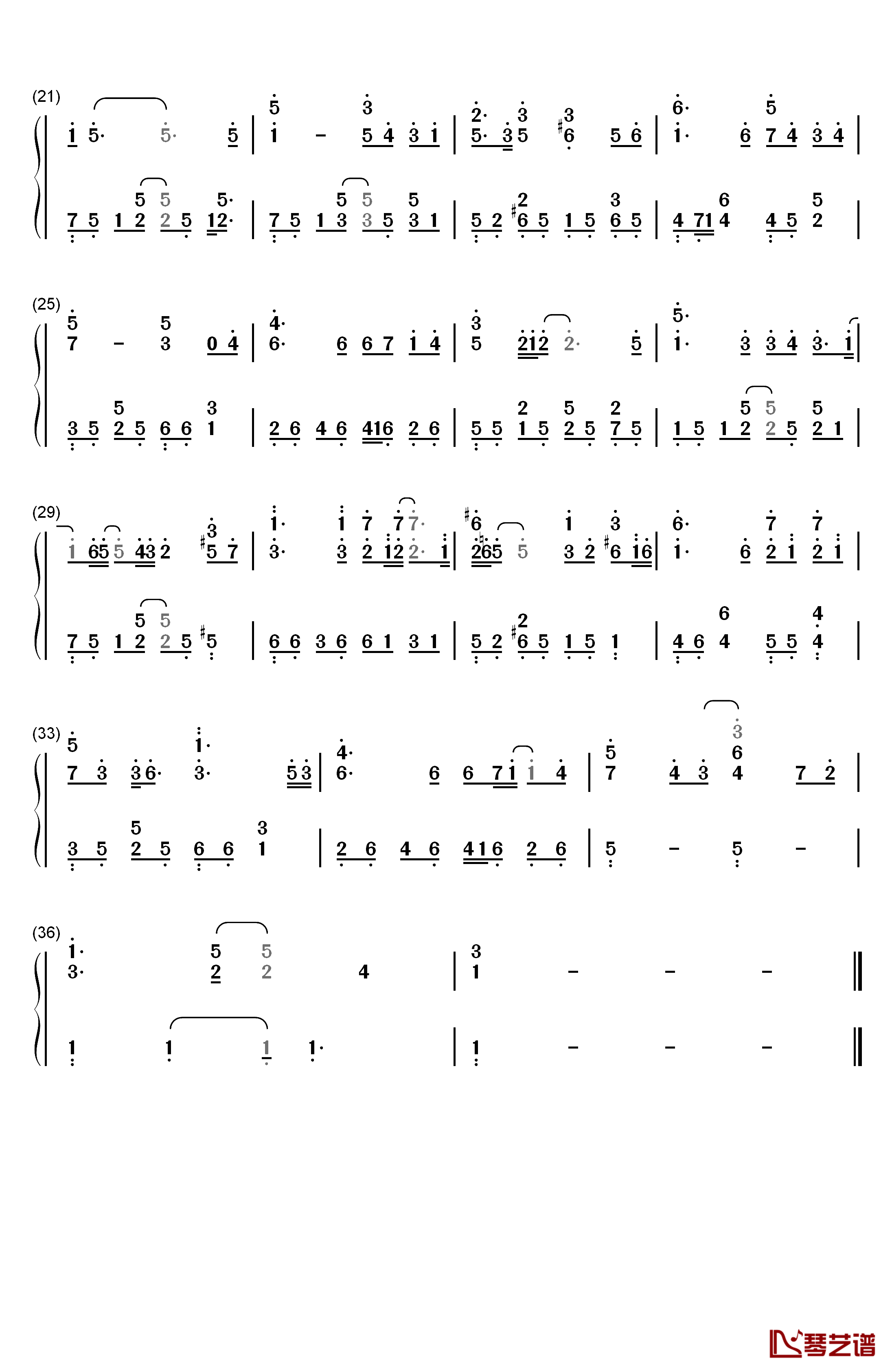 小瓶子钢琴简谱-数字双手-林俊杰2