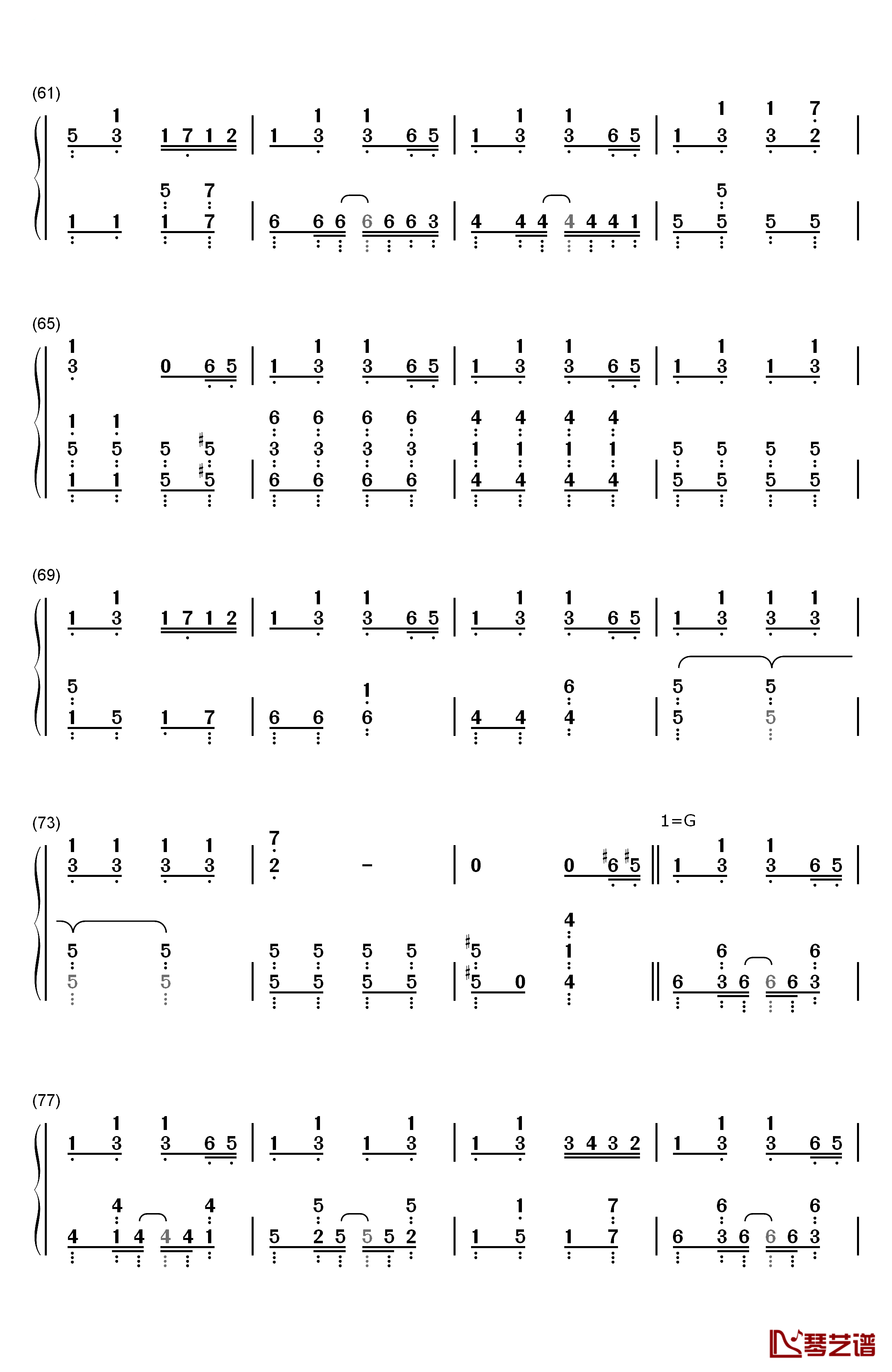 ねこふんじゃった钢琴简谱-数字双手-未知4