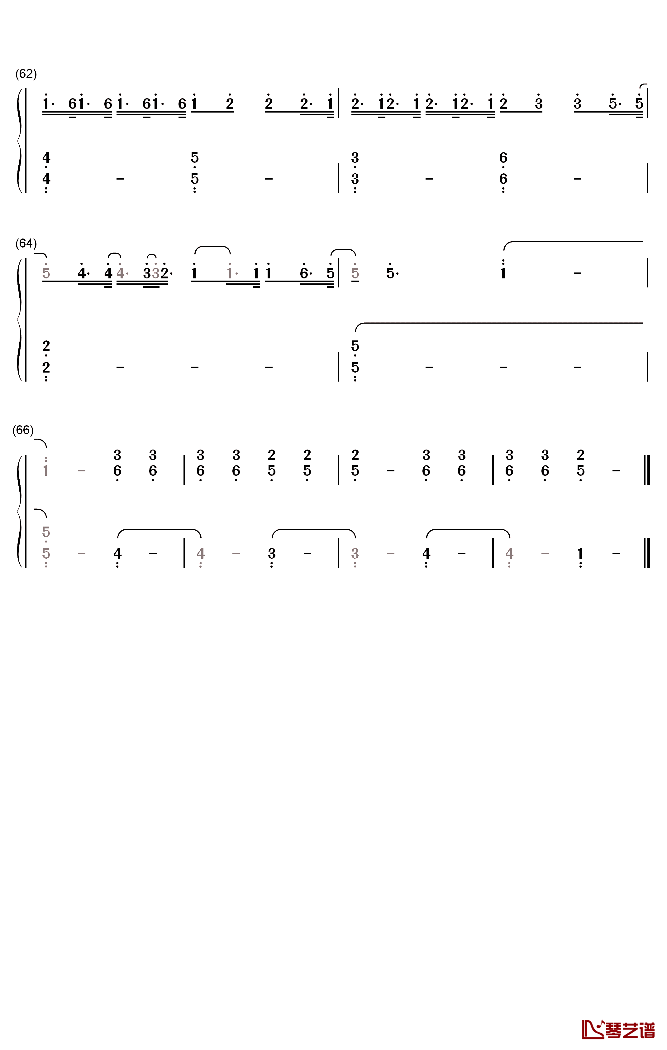 复杂钢琴简谱-数字双手-张大仙6