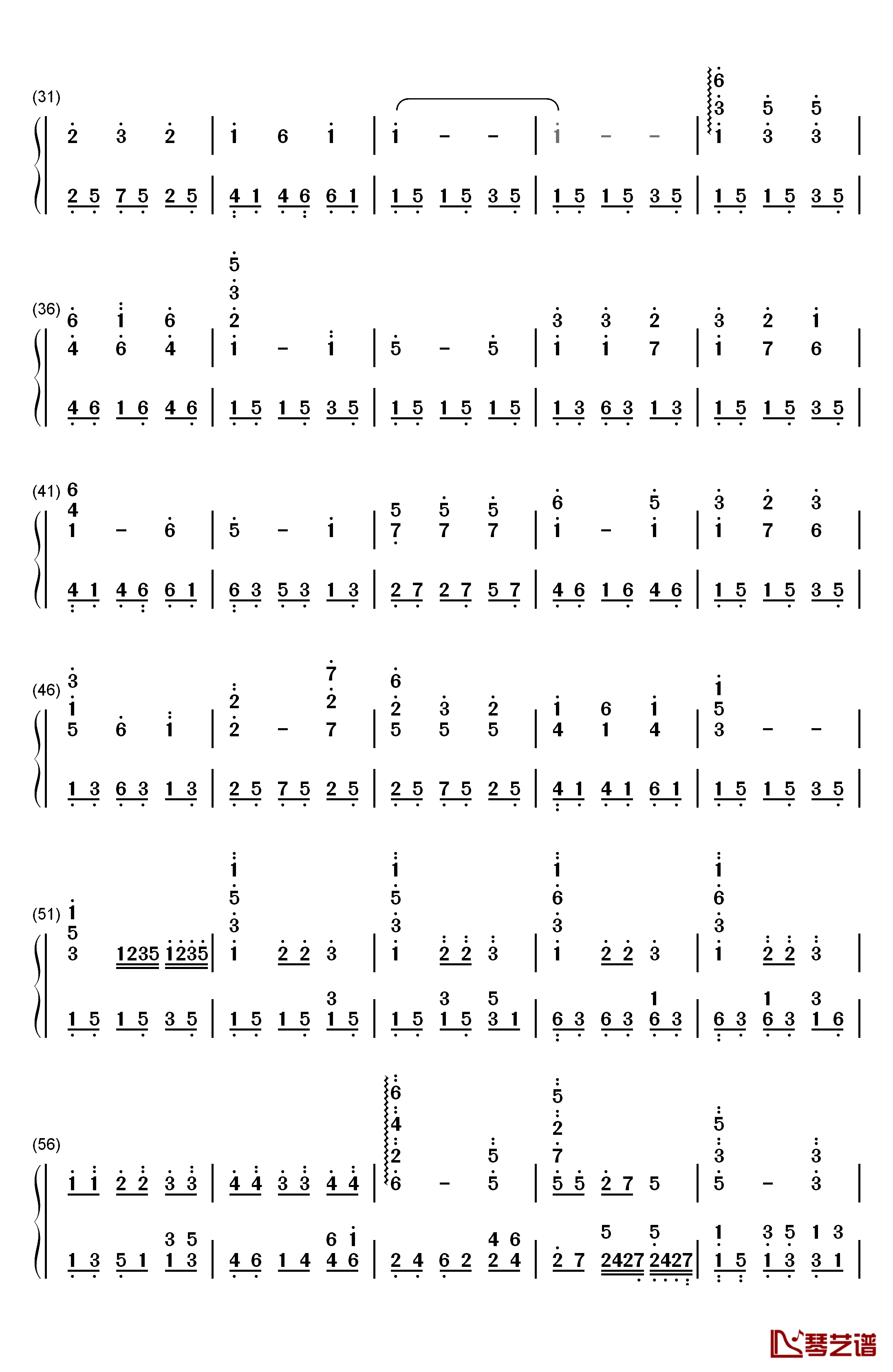 秋蝉钢琴简谱-数字双手-李子恒2