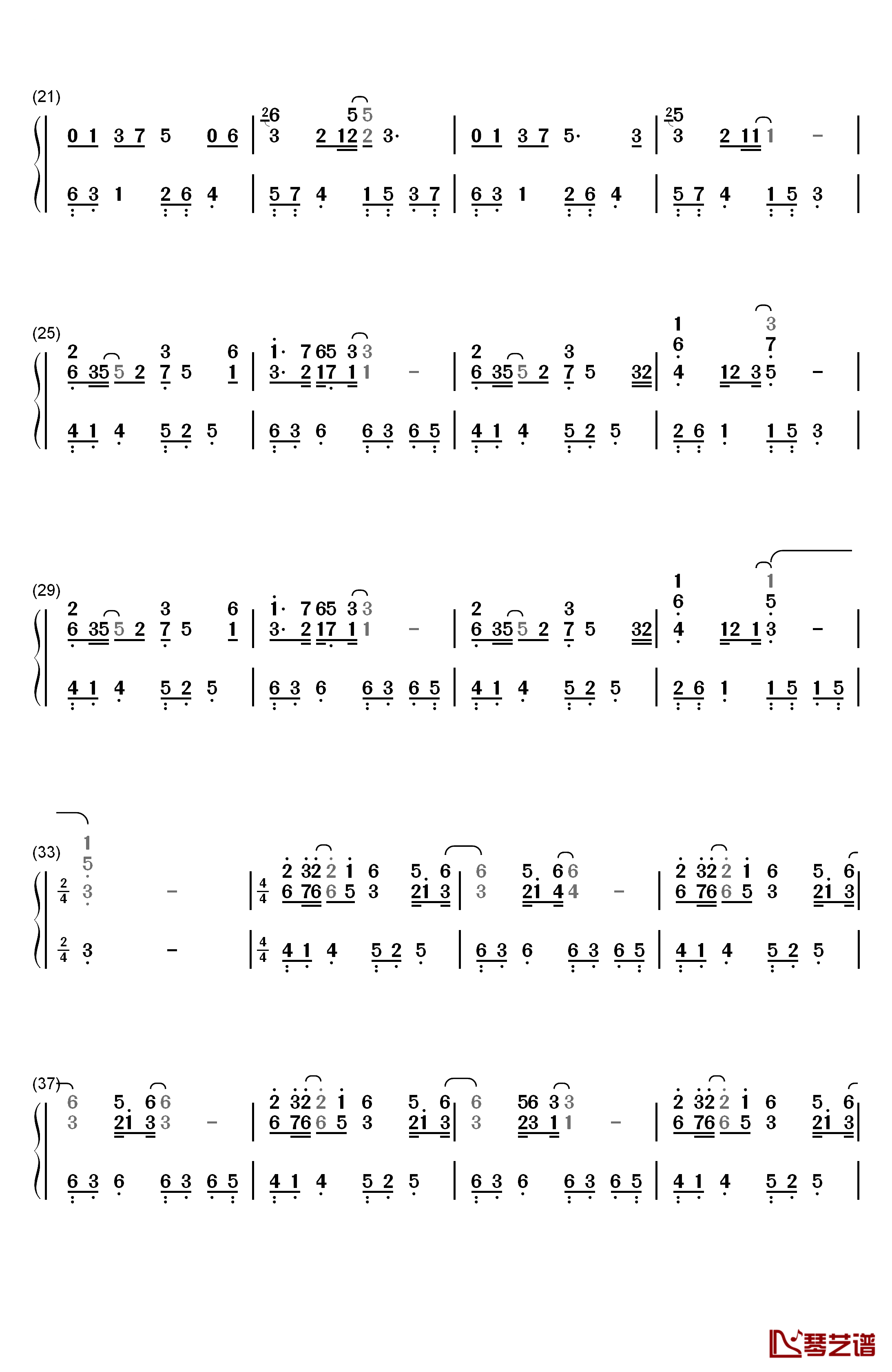 镜花水月钢琴简谱-数字双手-西村由纪江2