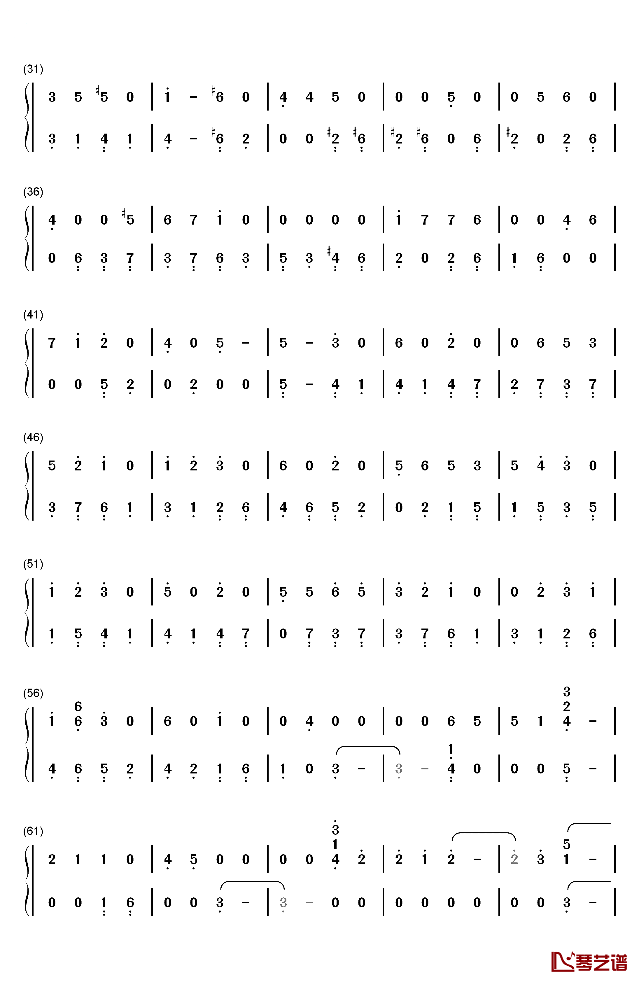 曾经守候钢琴简谱-数字双手-张碧晨2