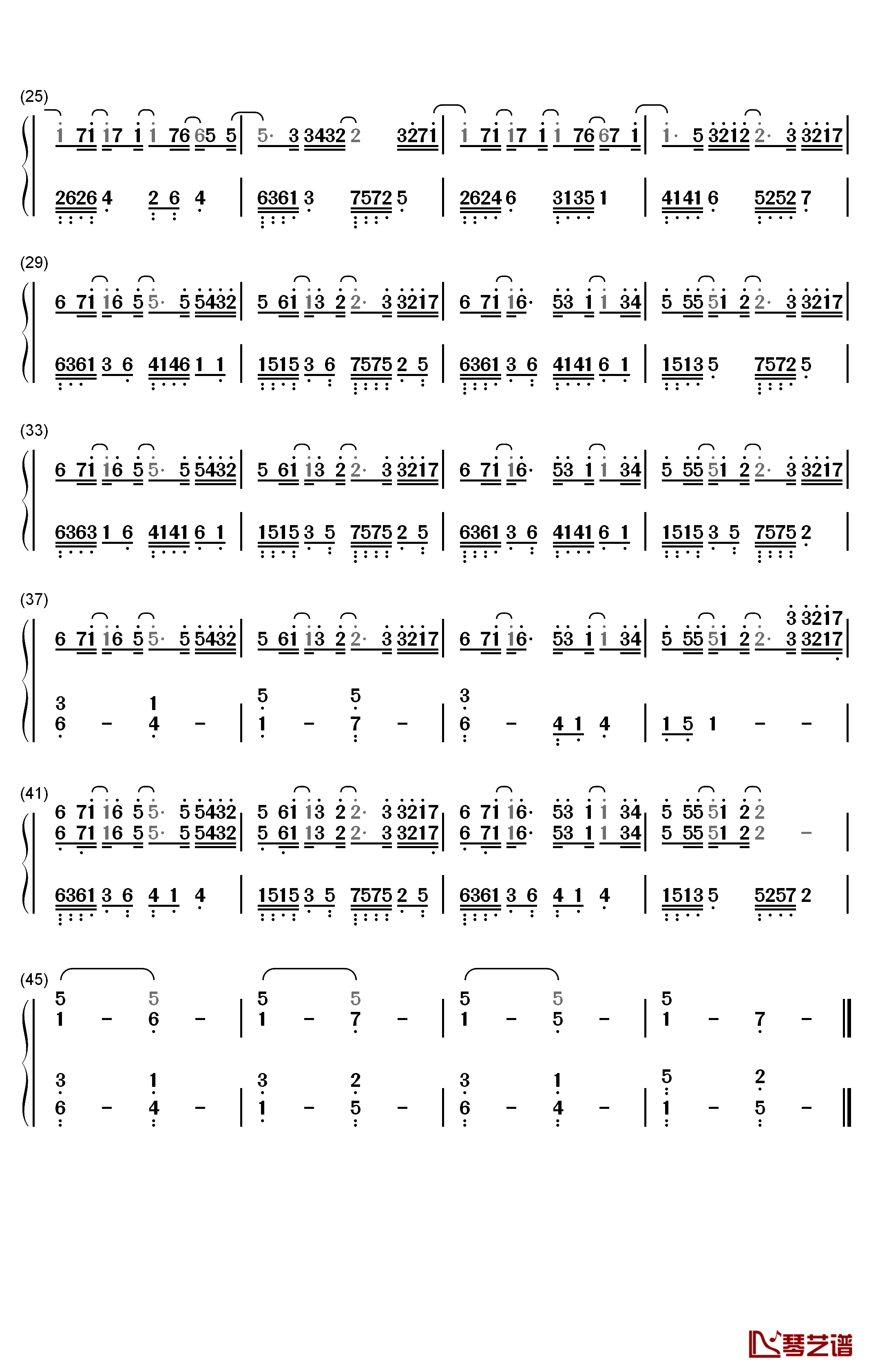 既视感钢琴简谱-数字双手-冯提莫2