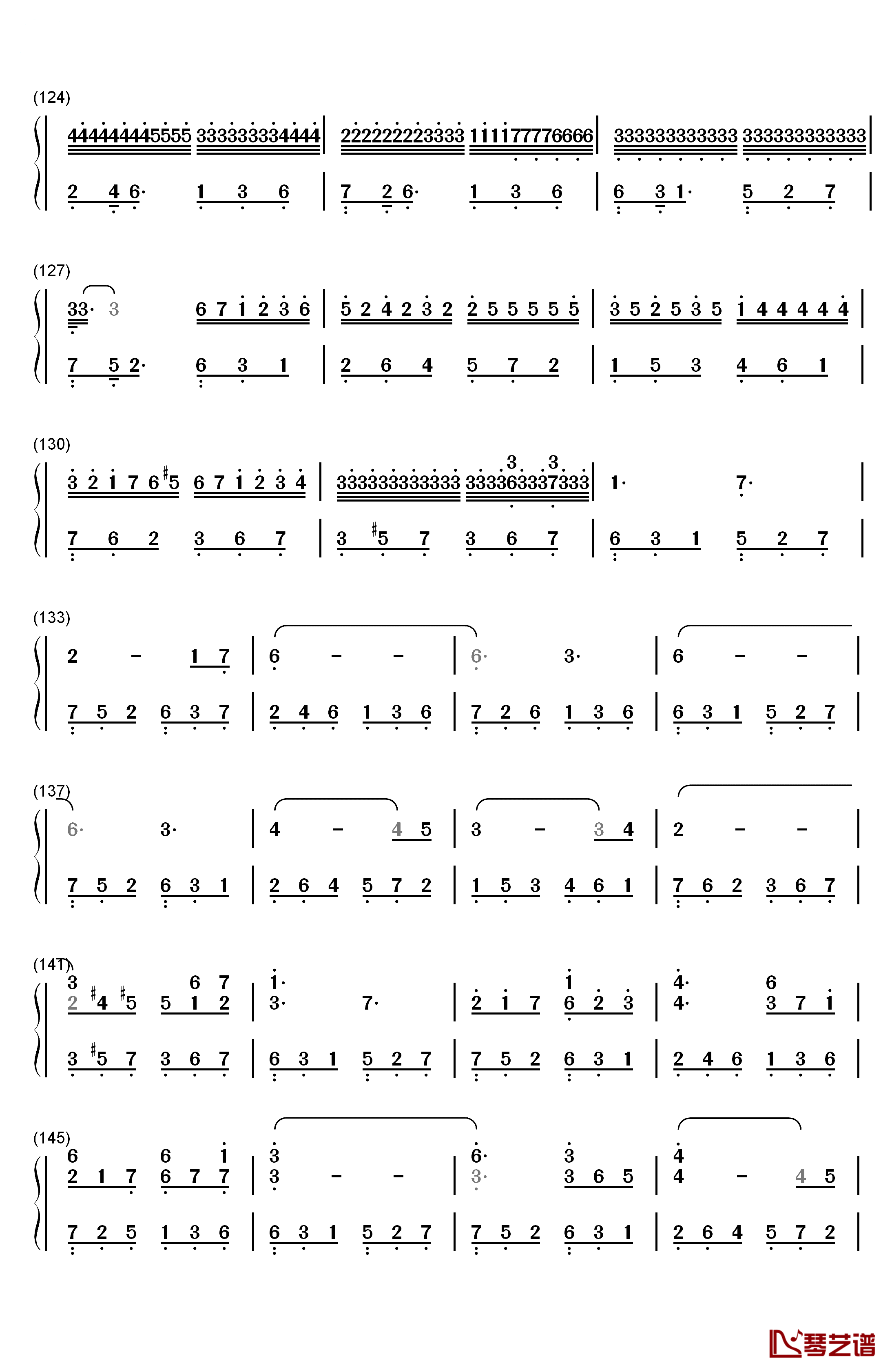 声声思钢琴简谱-数字双手-林海6