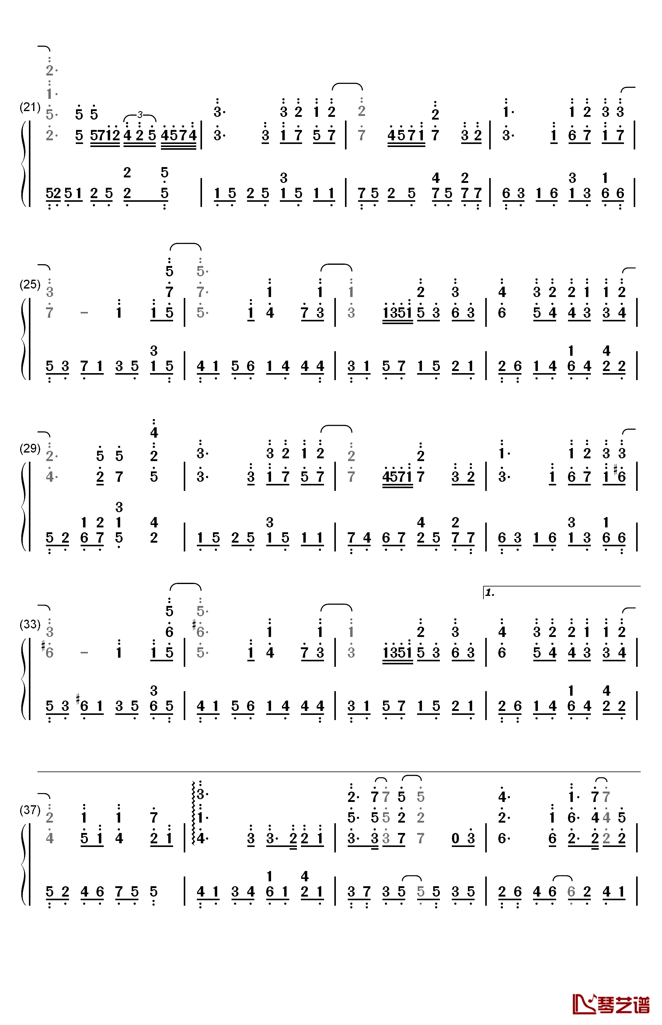 约定钢琴简谱-数字双手-光良2