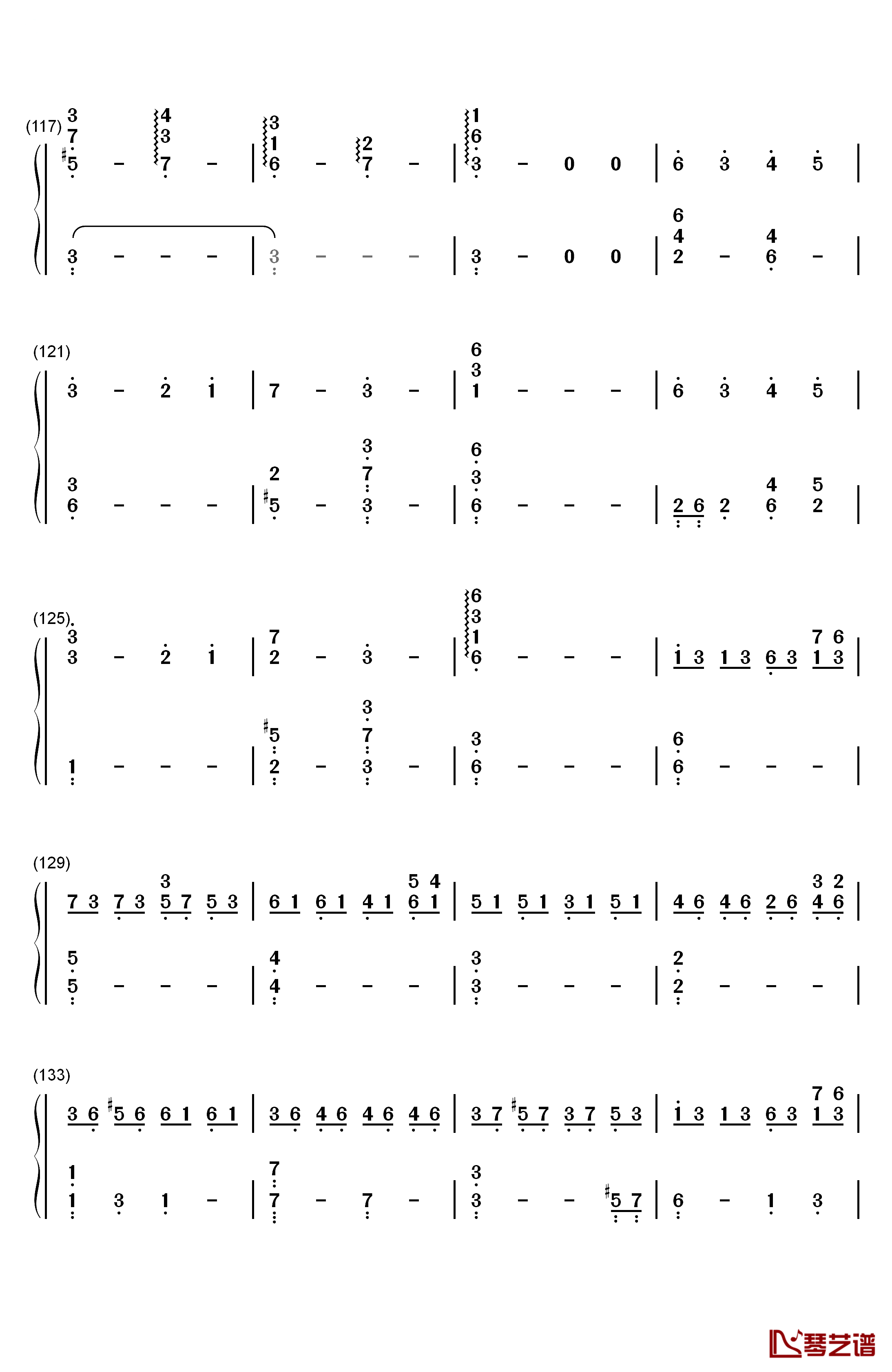 胡桃夹子钢琴简谱-数字双手-张碧晨6