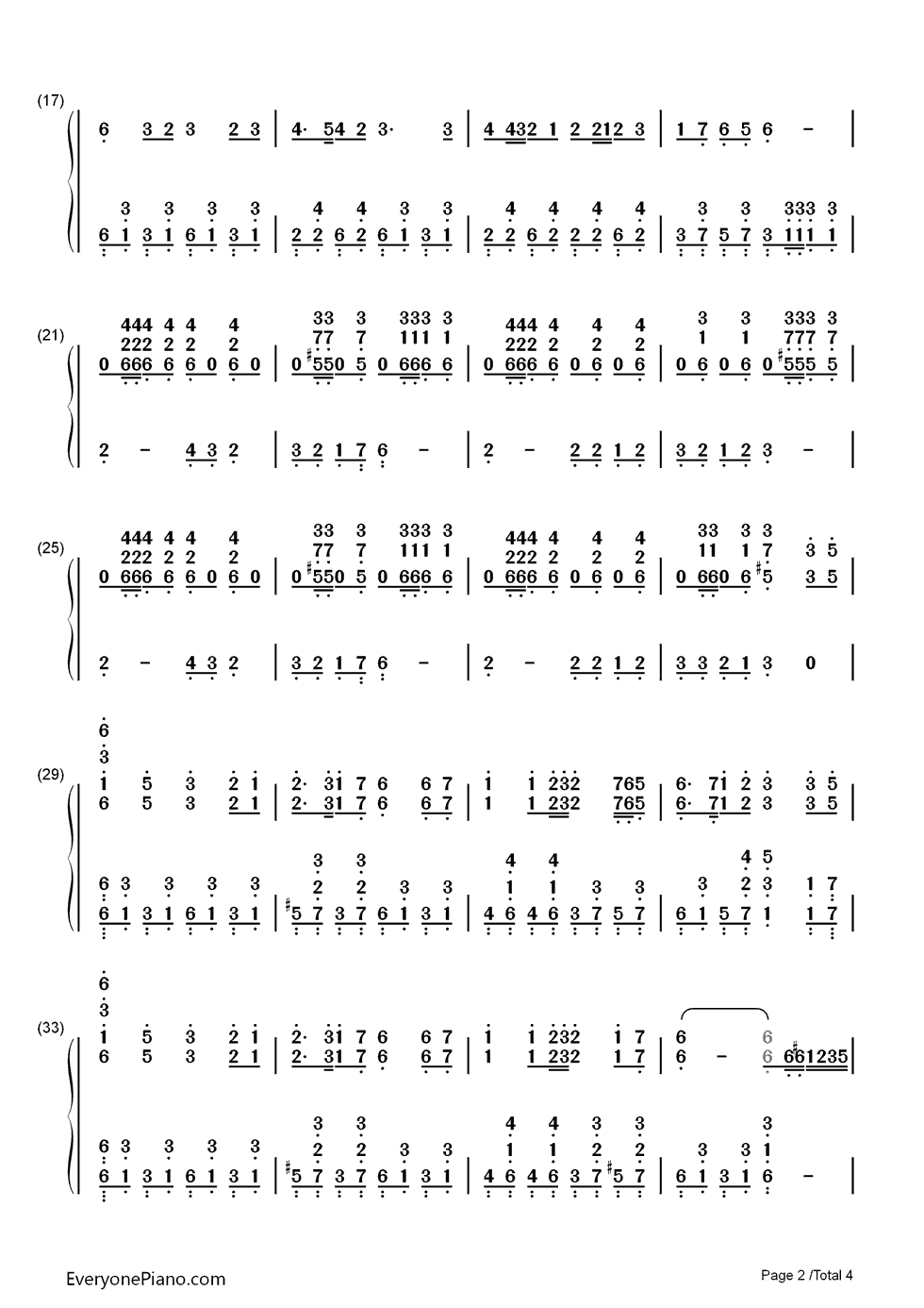 水手钢琴简谱-数字双手-郑智化2