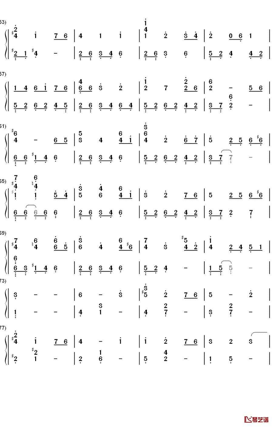 恰空钢琴简谱-数字双手-李闰珉3